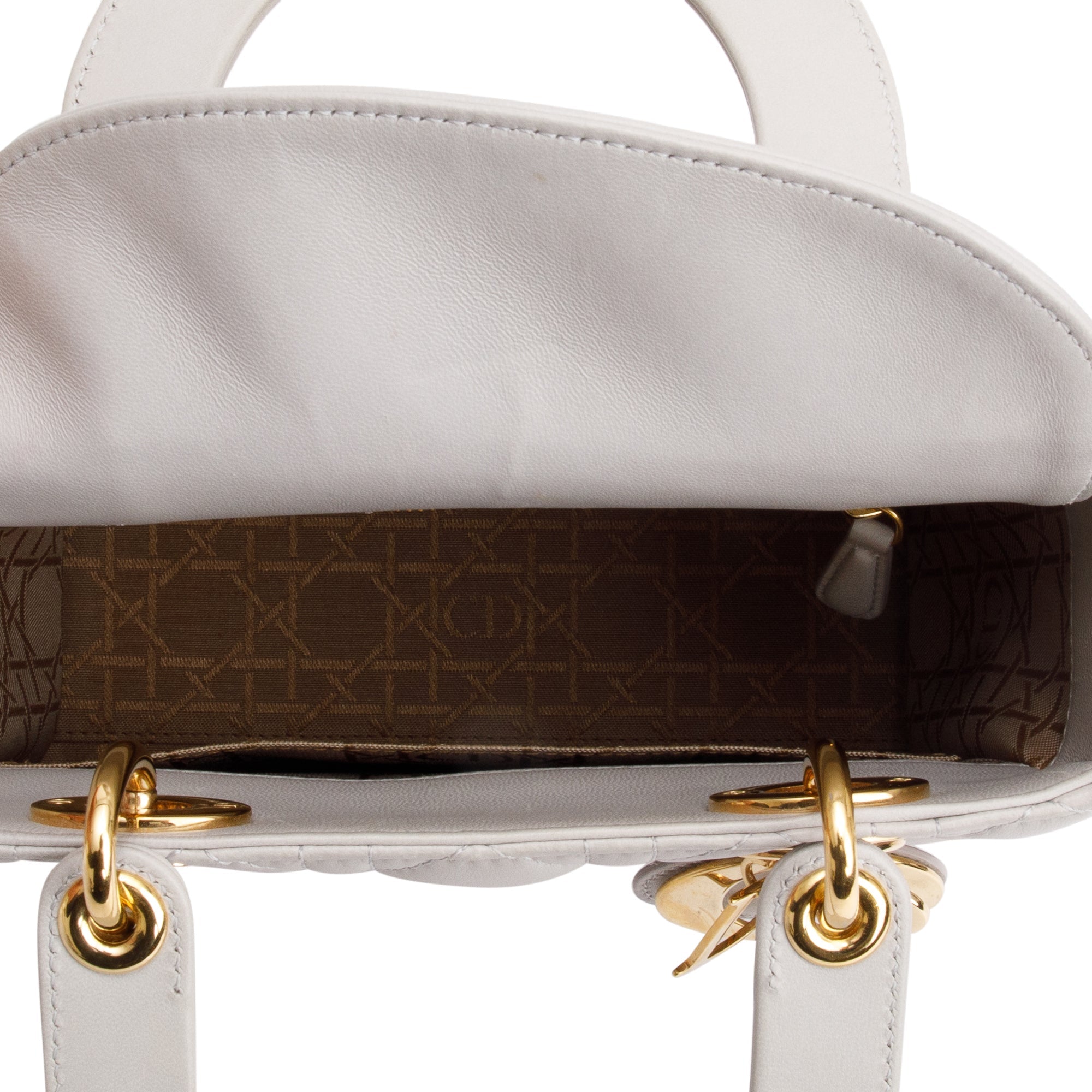 Christian Dior Grey Cannage Lambskin Leather Small Lady Dior Bag