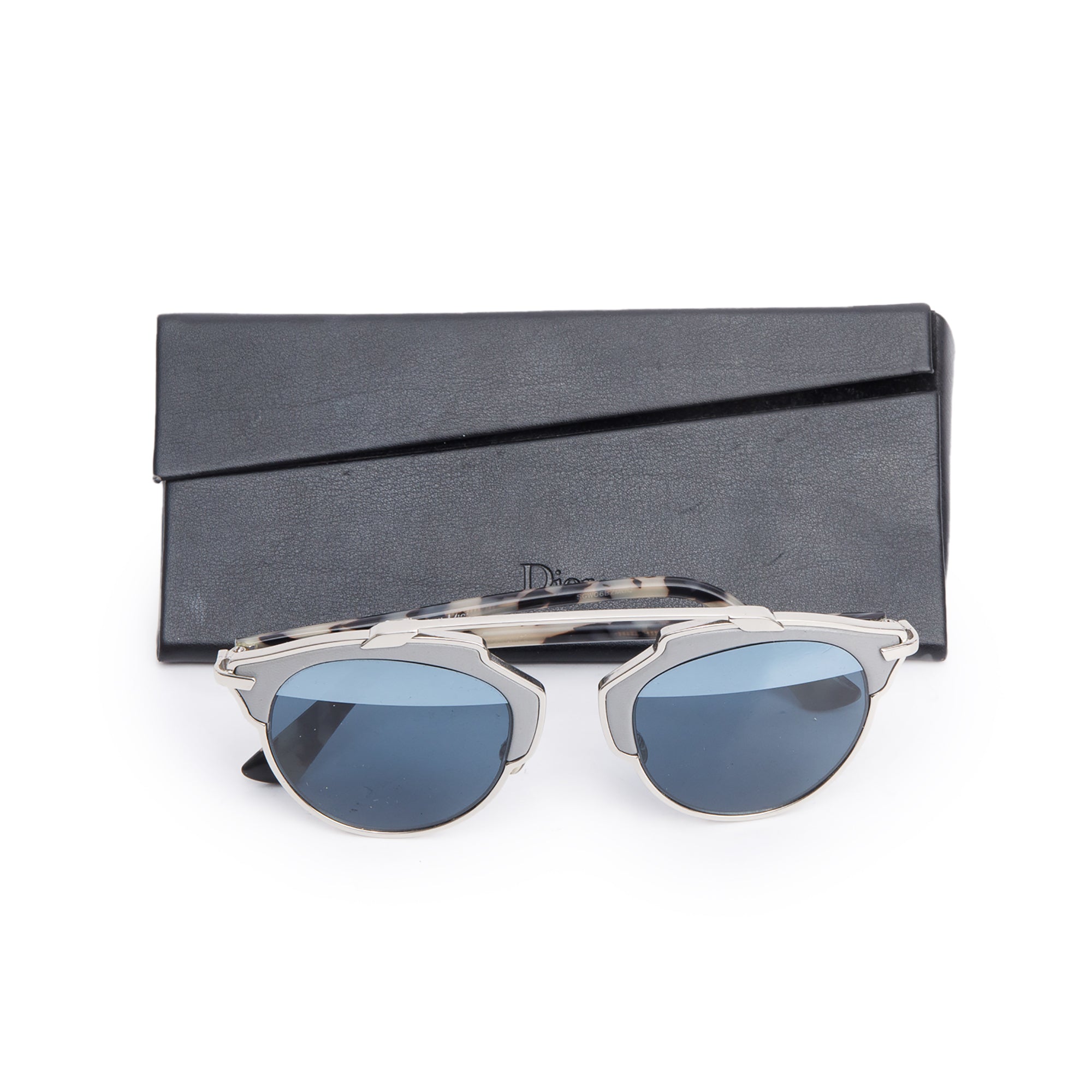 Christian Dior Grey Havana Acetate SoReal Mirrored Sunglasses w/ Case & Card