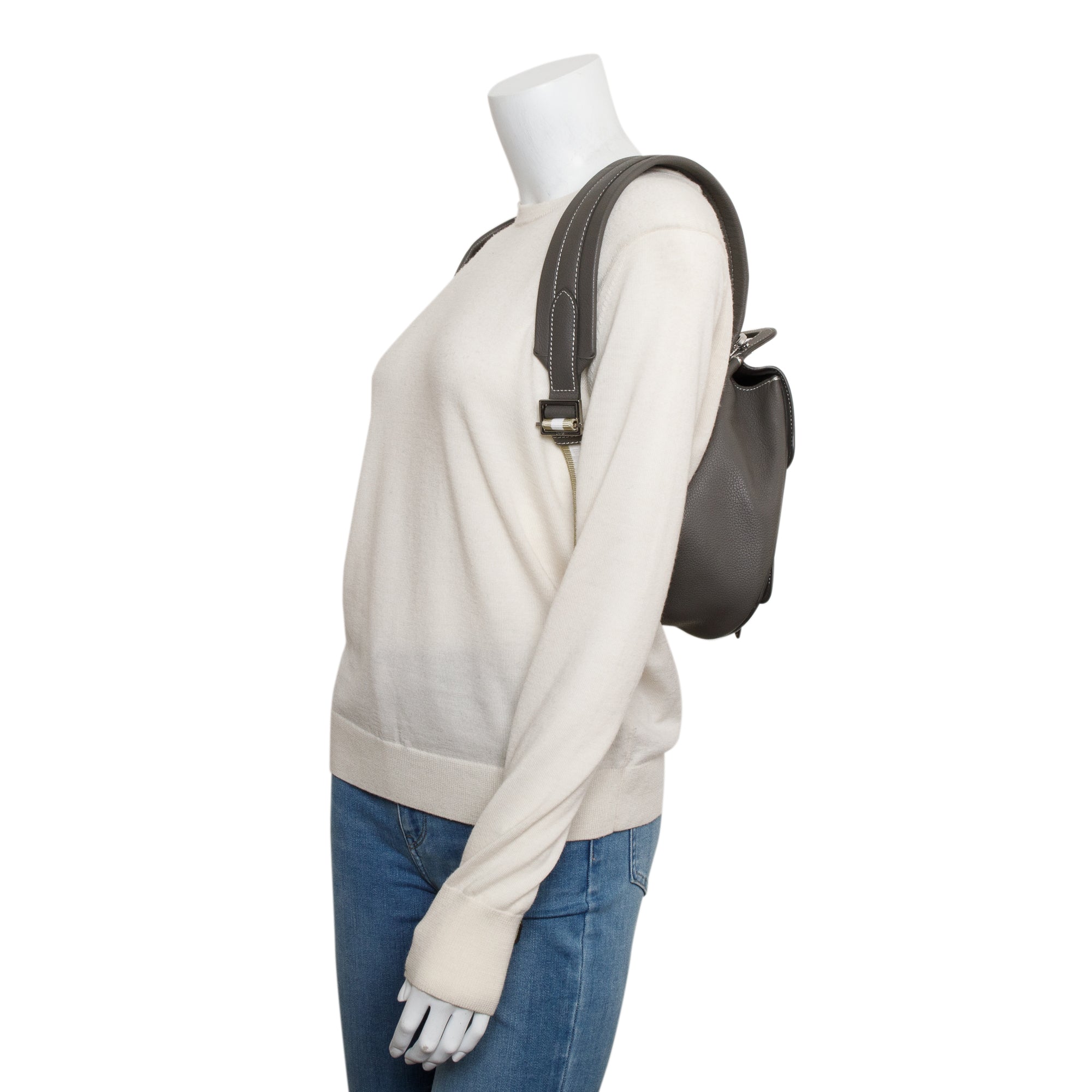 Christian Dior Grey Leather Mini Gallop Backpack w/ Box