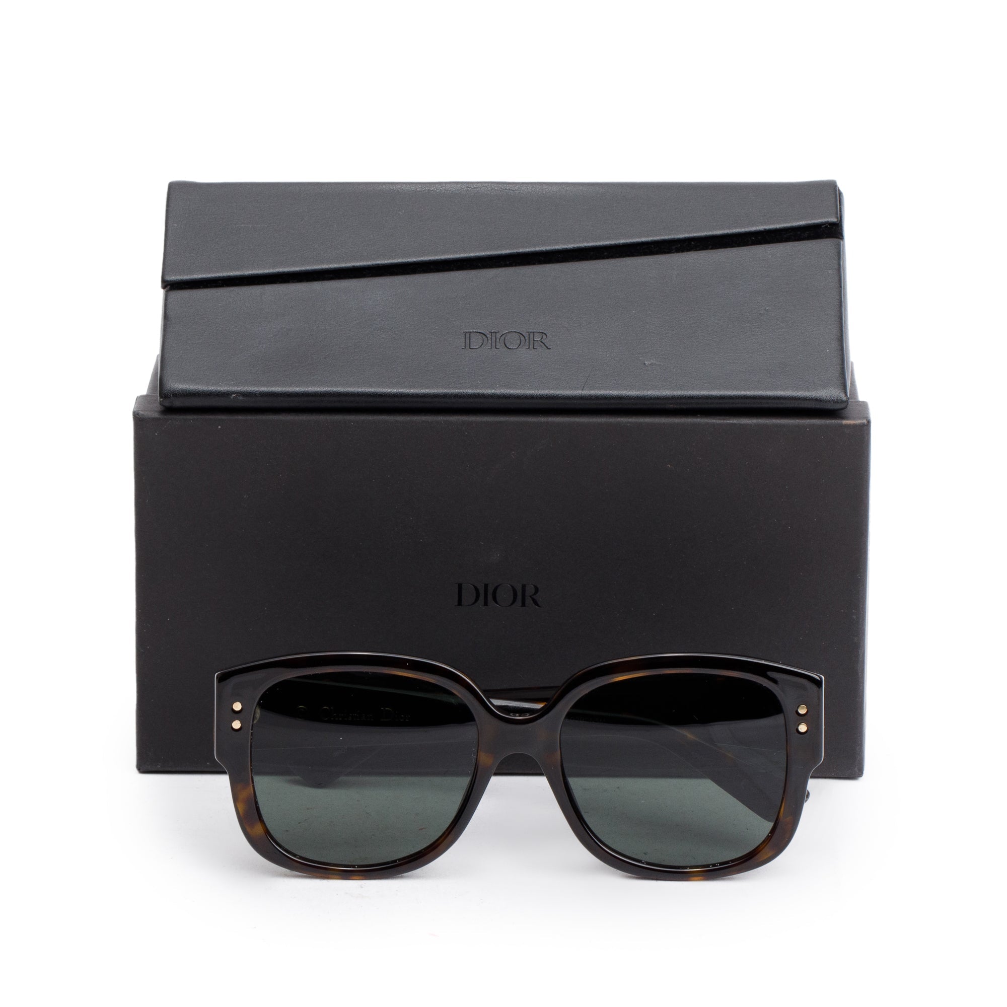 Christian Dior Havana Acetate LadyDiorStuds Sunglasses w/ Box, Case & Authenticity Card