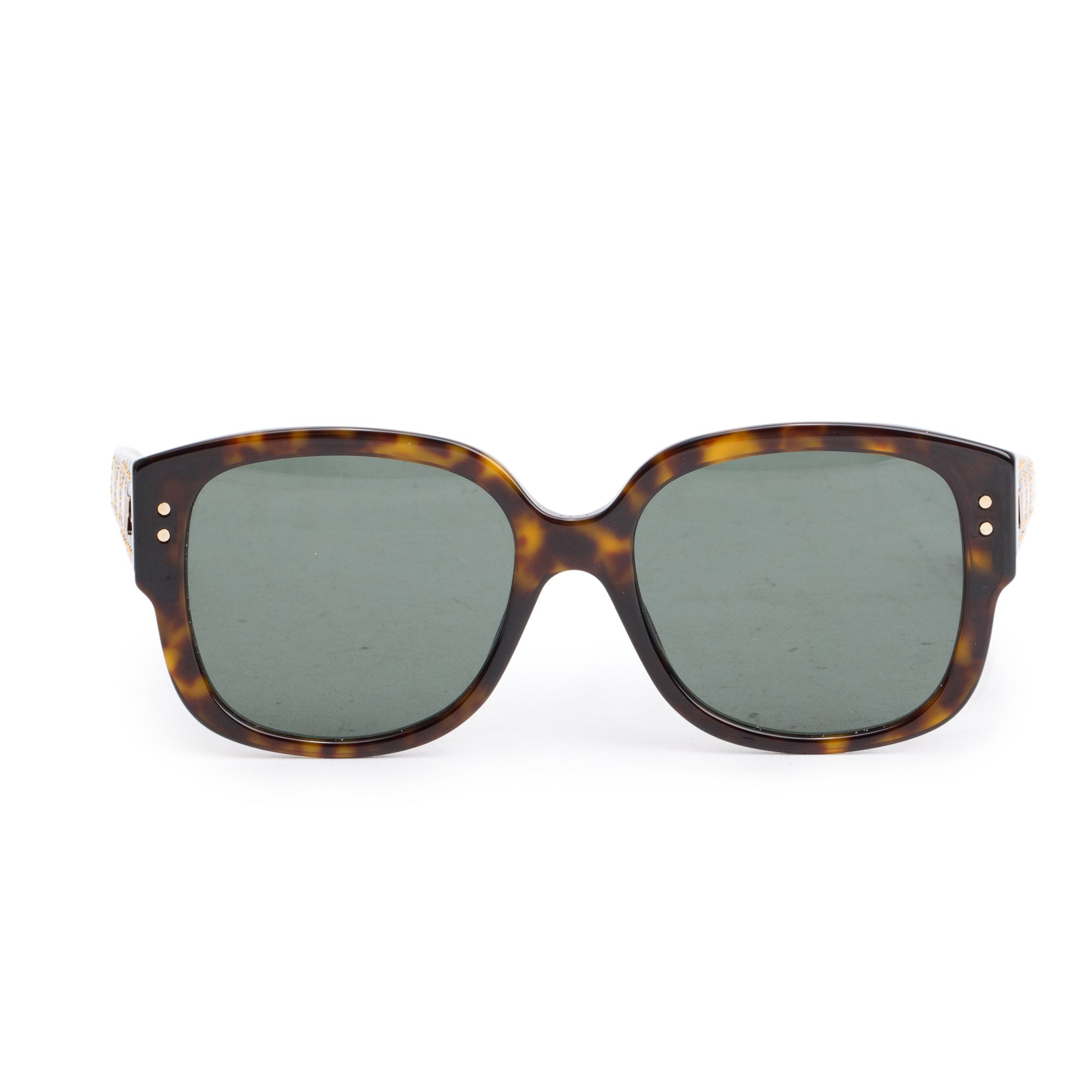 Christian Dior Havana Acetate LadyDiorStuds Sunglasses w/ Box, Case & Authenticity Card