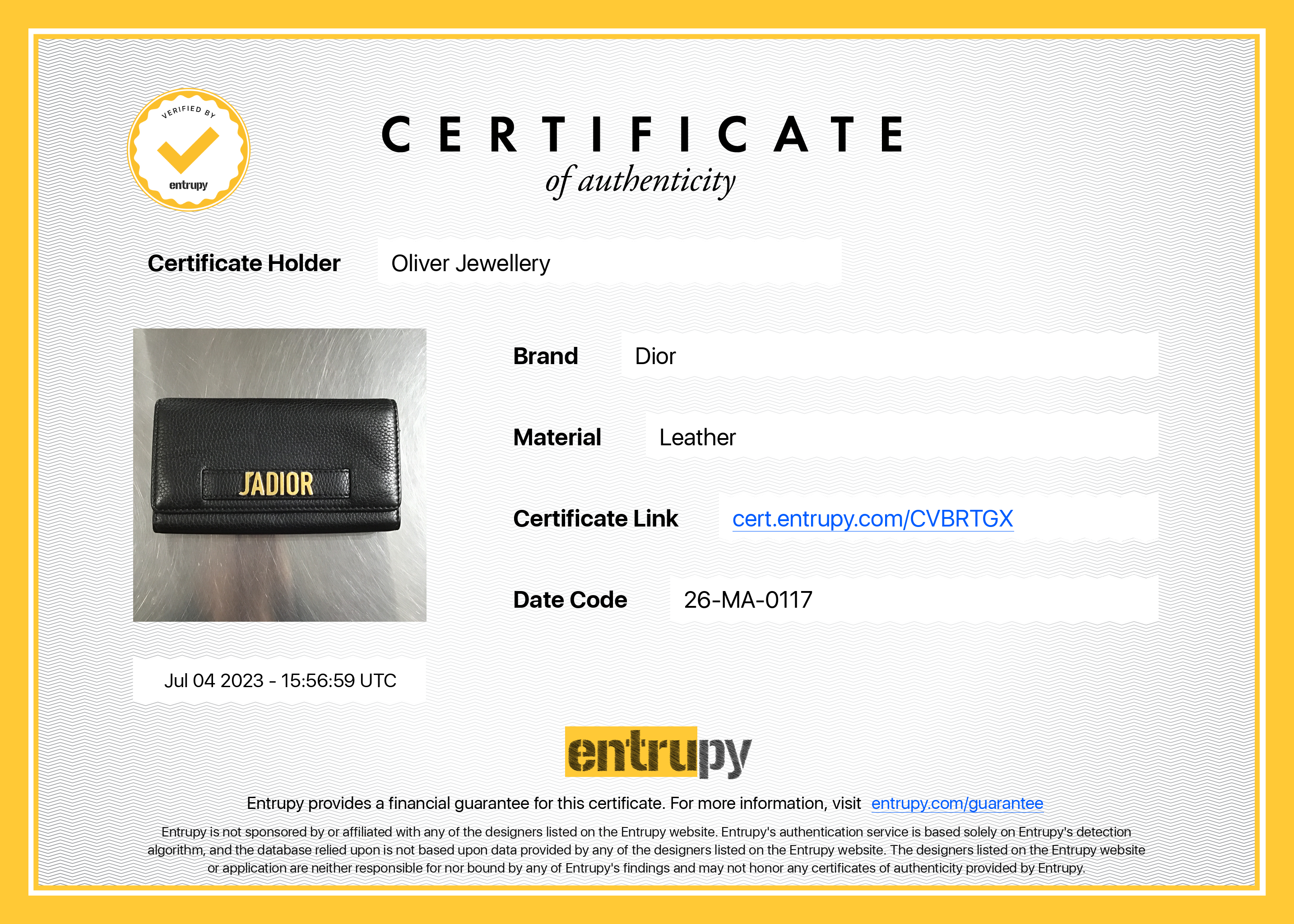 Christian Dior J'adior Croisiere Wallet W/O Chain