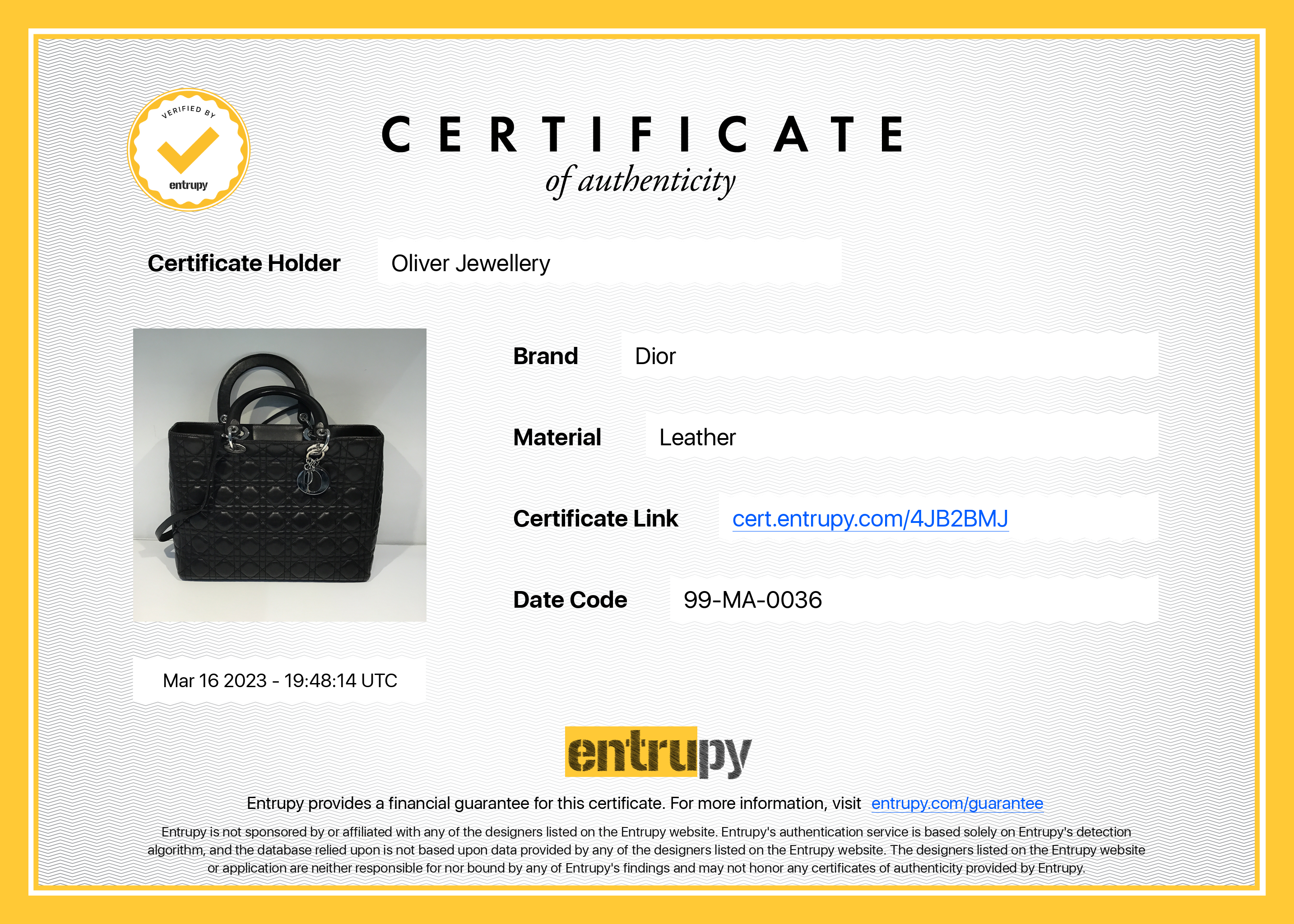 Christian Dior Large Leather Lady Dior Bag w/ Strap