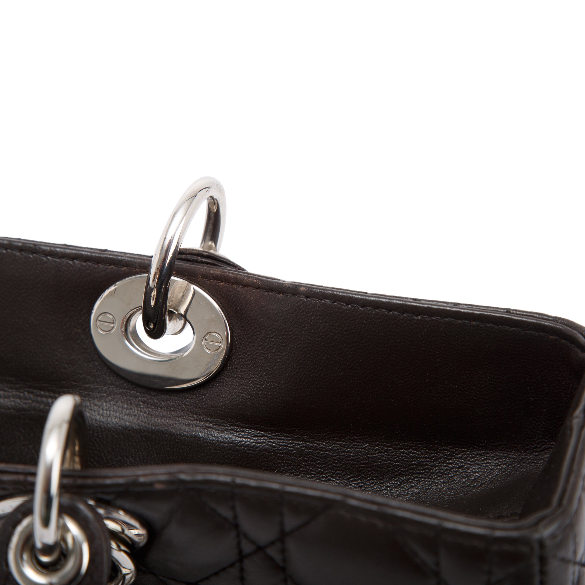 Christian Dior Large Leather Lady Dior Bag w/ Strap