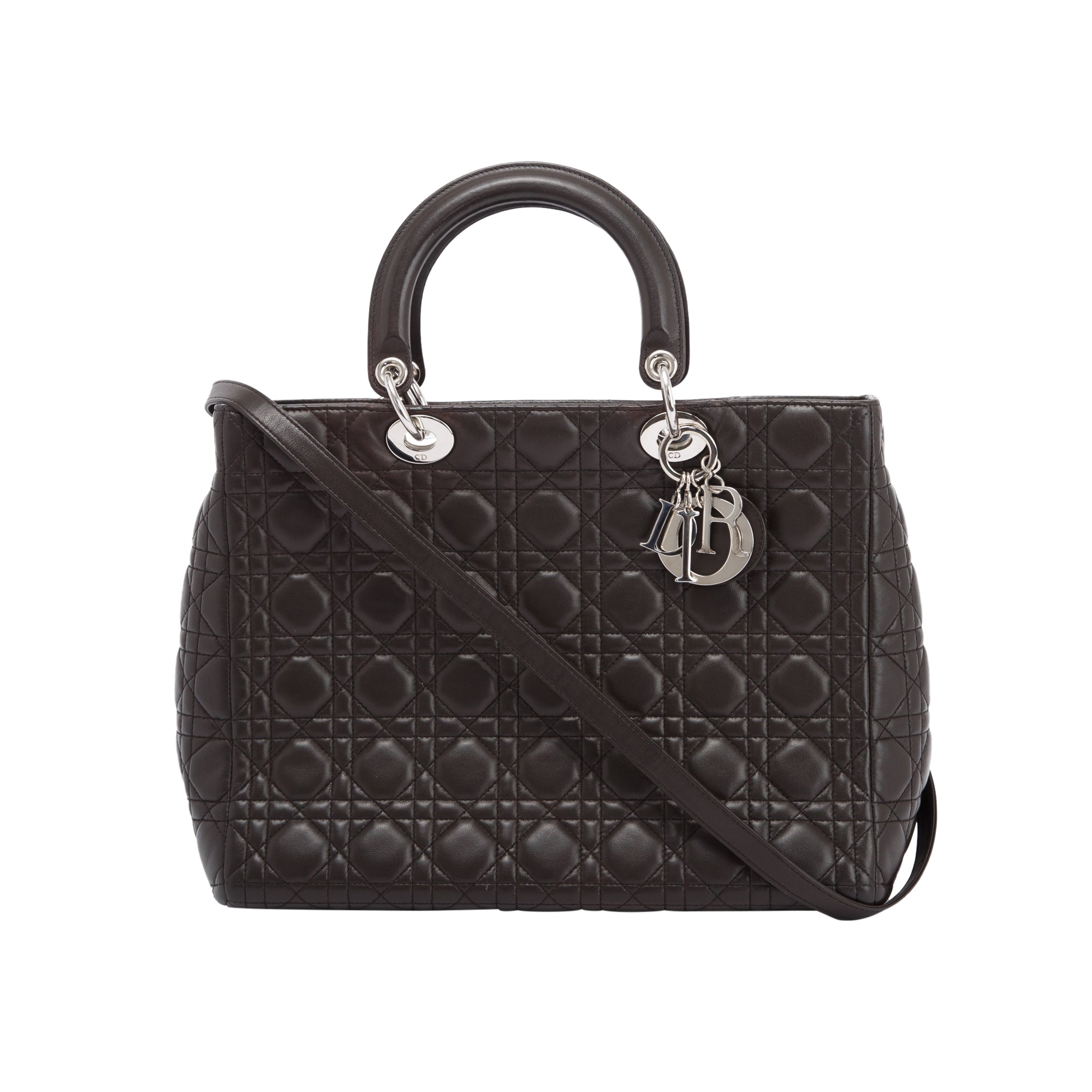 Christian Dior Large Leather Lady Dior Bag w/ Strap