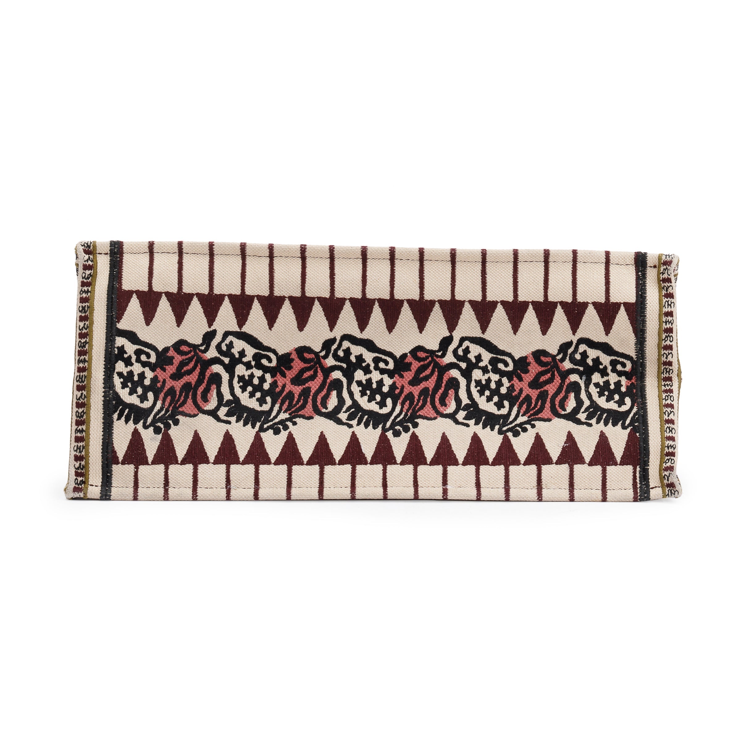 Christian Dior Large Multicolor Embroidered Geometric Canvas Book Tote w/ Box