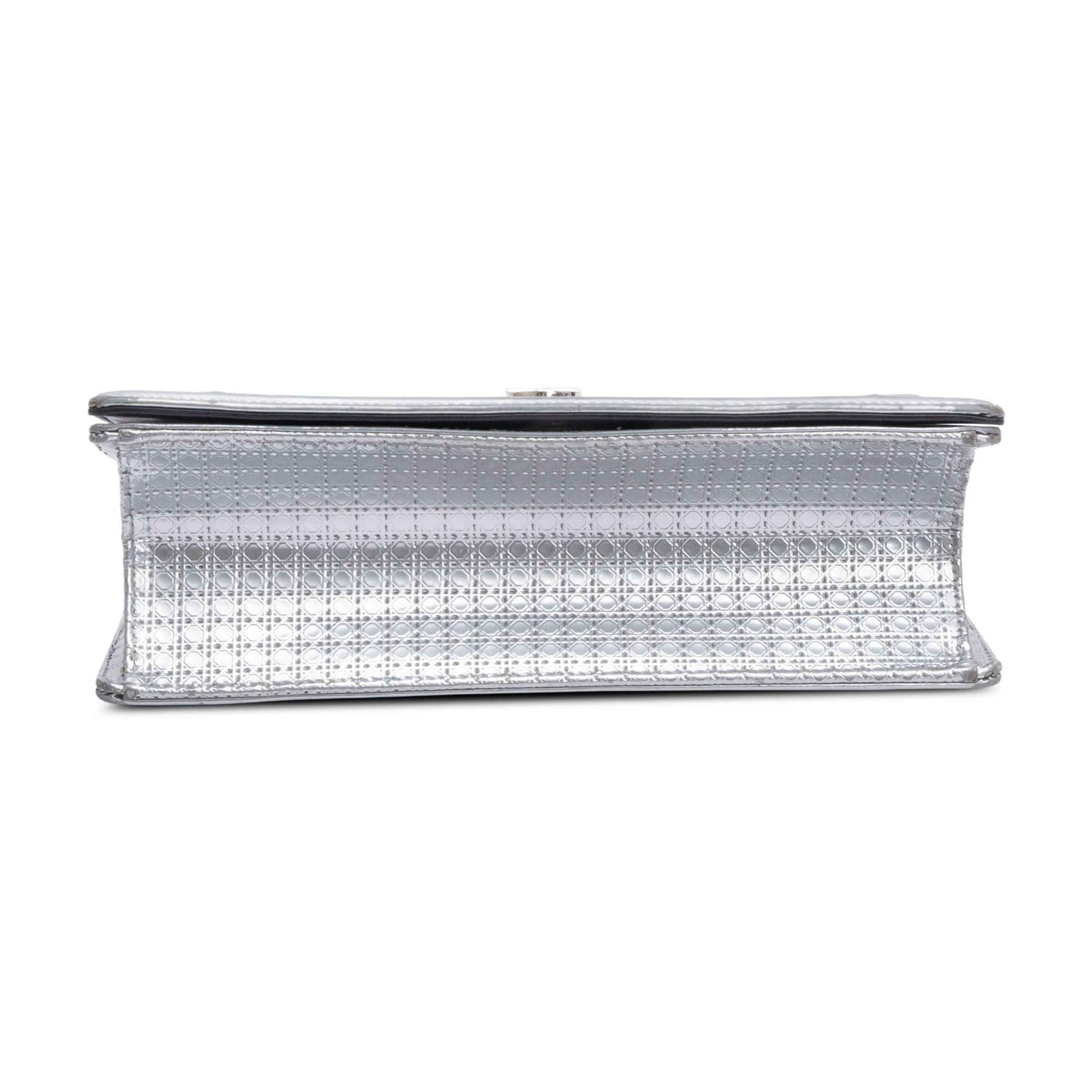 Christian Dior Large Silver Metallic Microcannage Diorama Shoulder Bag