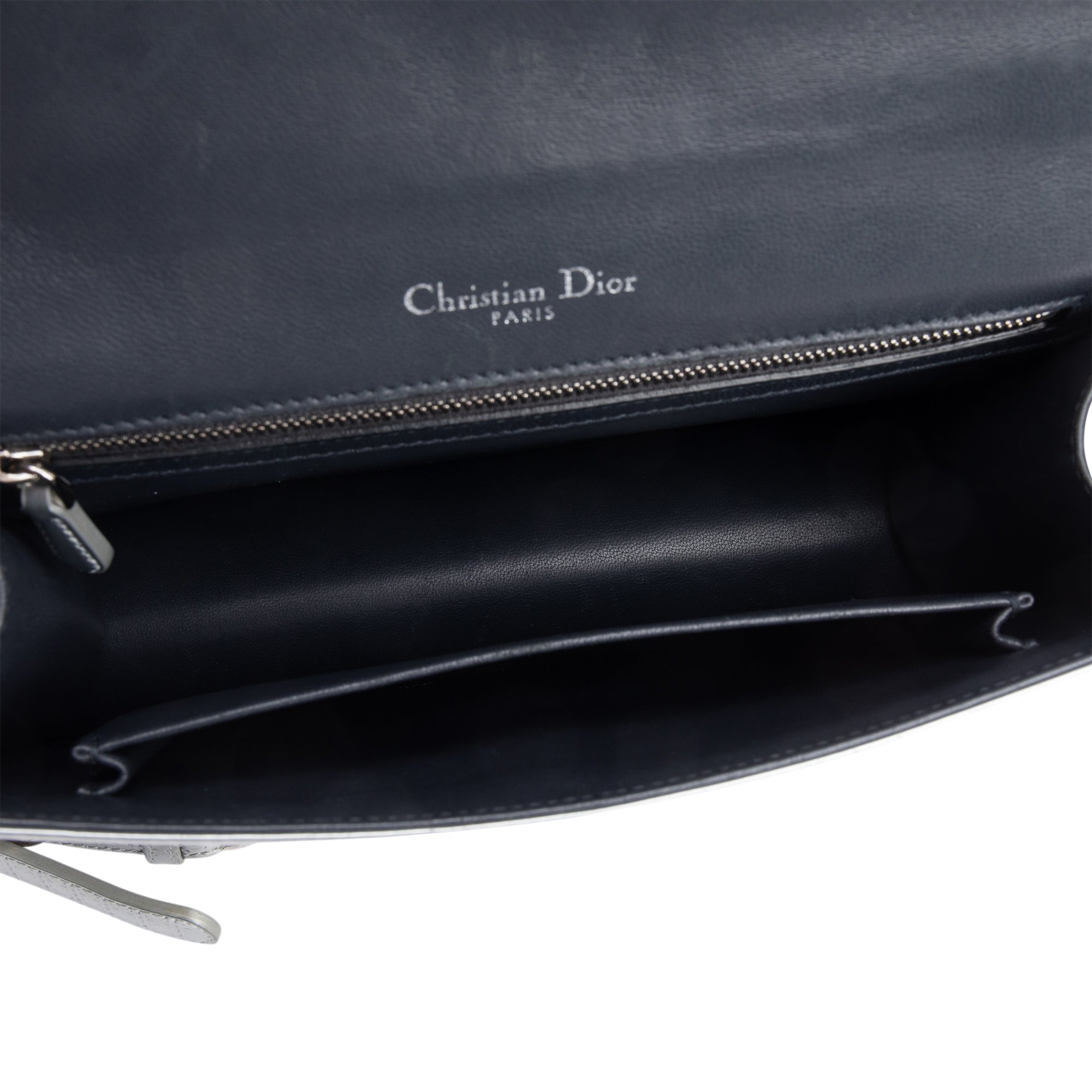 Christian Dior Large Silver Metallic Microcannage Diorama Shoulder Bag