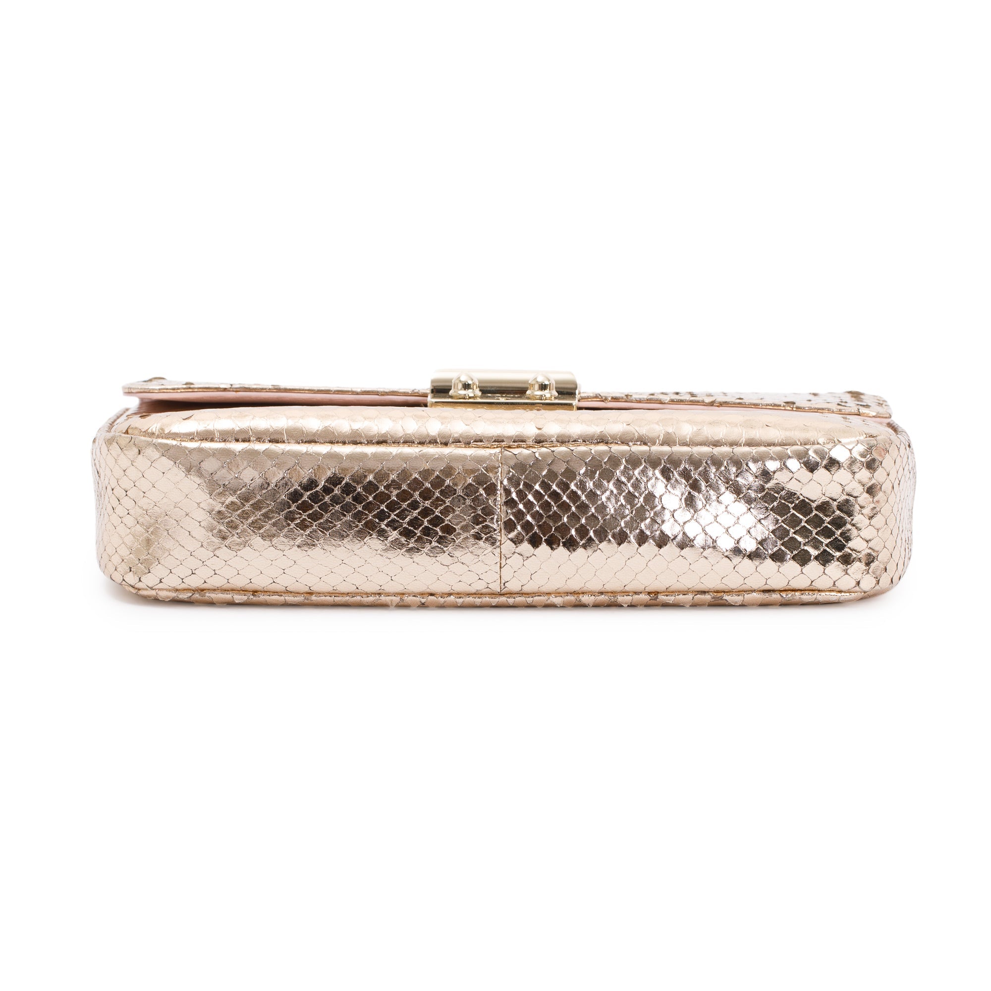 Christian Dior Metallic Gold Python Miss Dior Promenade Wallet on Chain w/ Authenticity Card