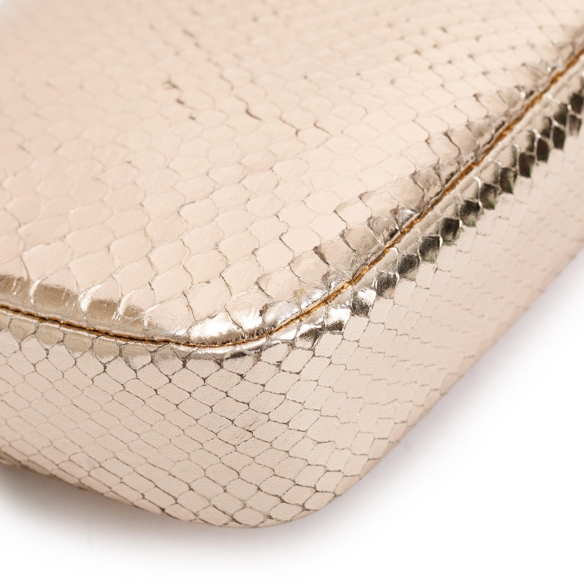 Christian Dior Metallic Gold Python Miss Dior Promenade Wallet on Chain w/ Authenticity Card