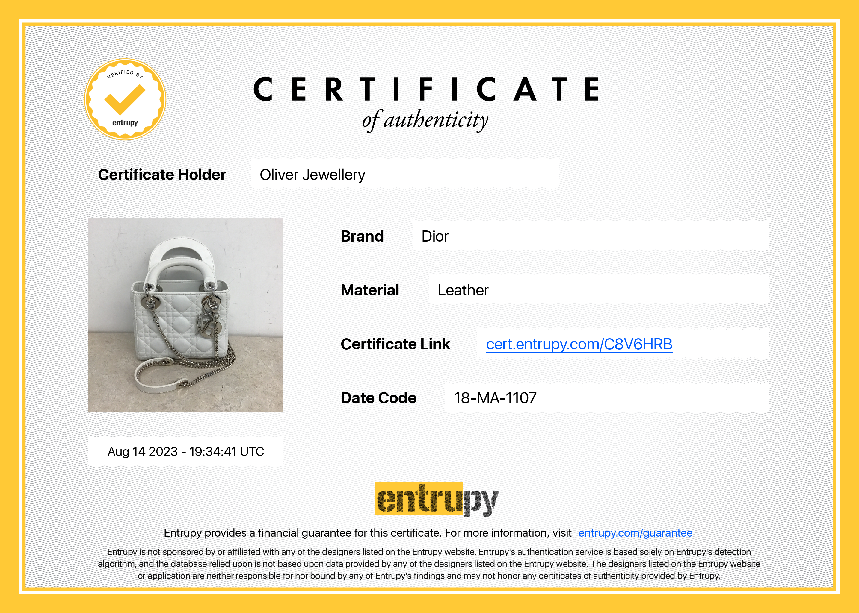 Christian Dior Mini Lady Dior Bag w/ Strap