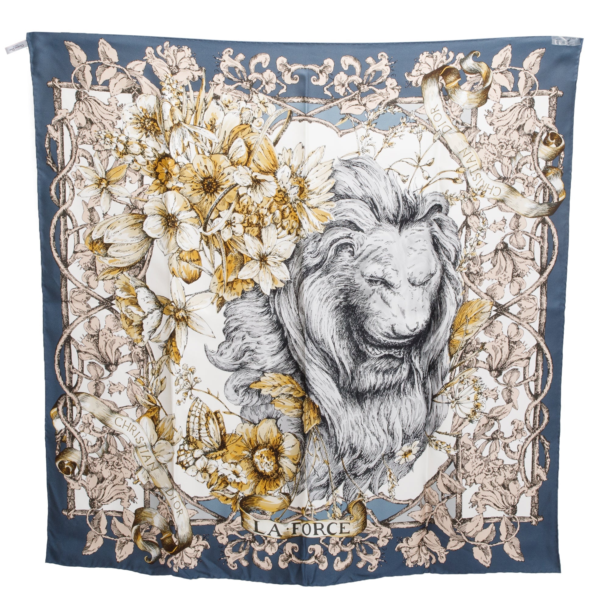 Christian Dior Multicolor 'La Force' Silk Scarf 90 w/ Box