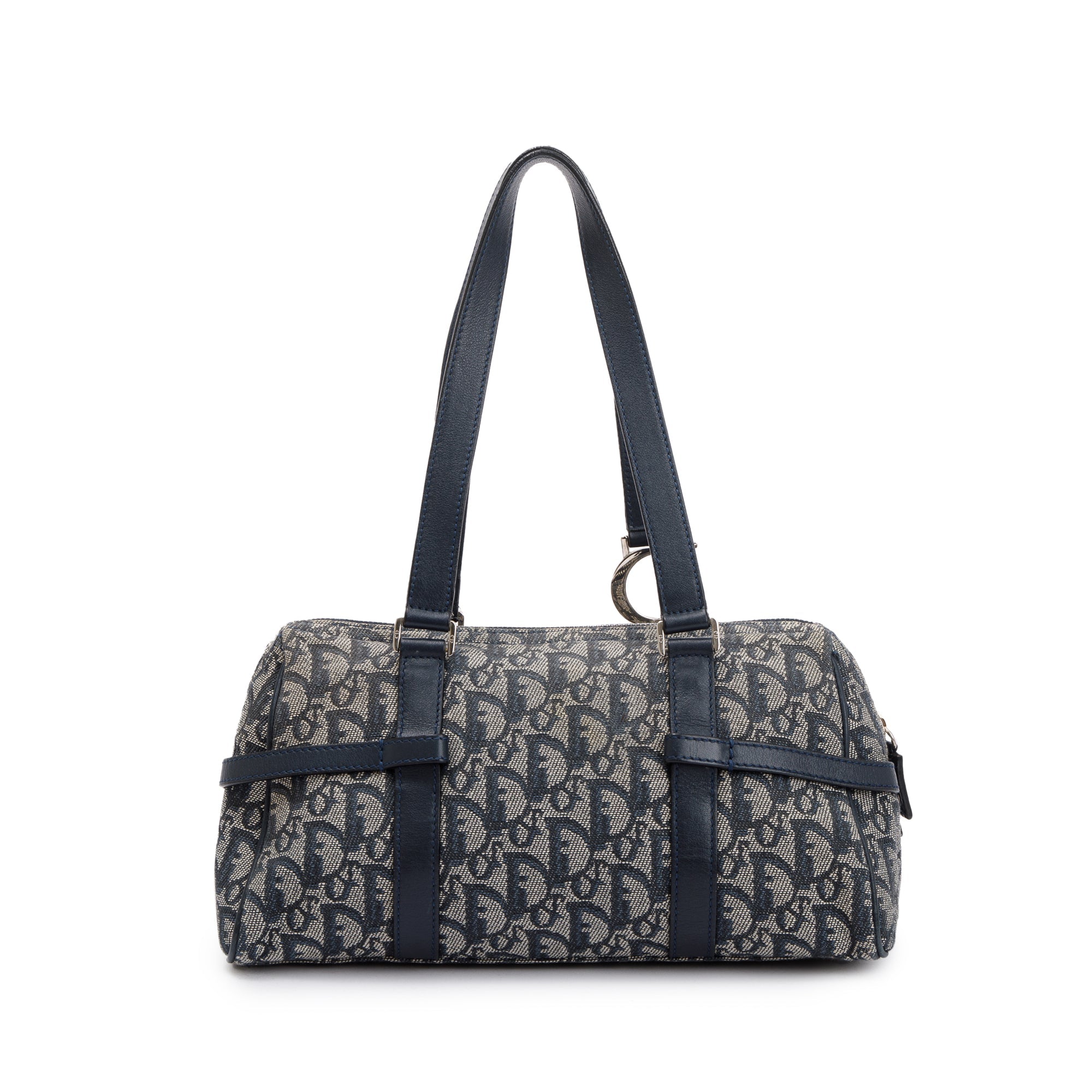 Christian Dior Navy Diorissimo Logo Charms Boston Bag