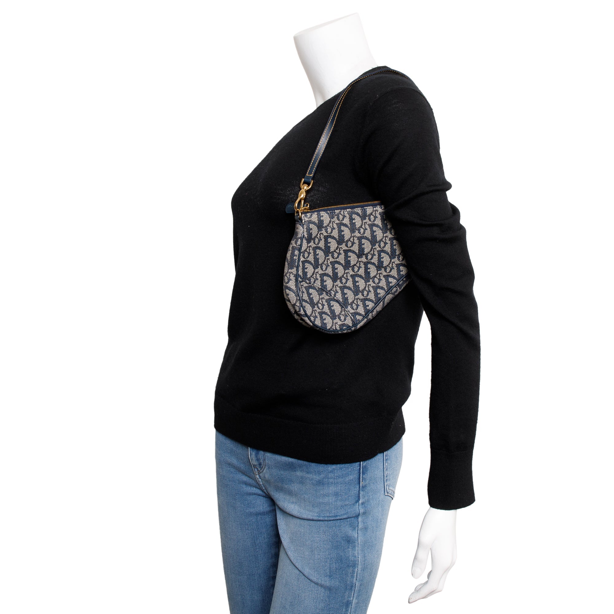 Christian Dior Navy Diorissimo Saddle Pochette