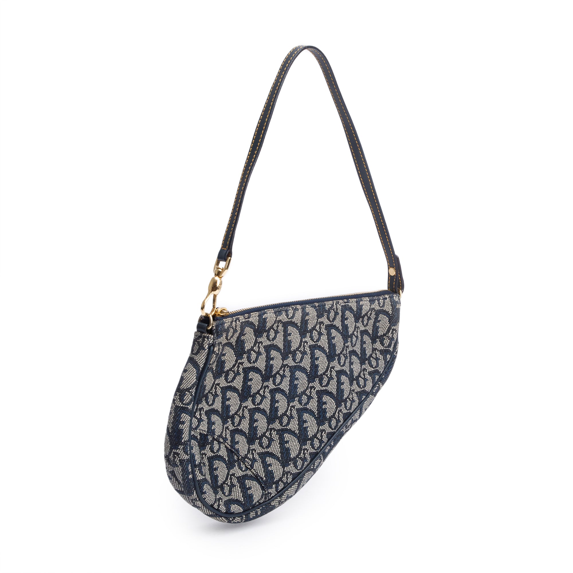 Christian Dior Navy Diorissimo Saddle Pochette