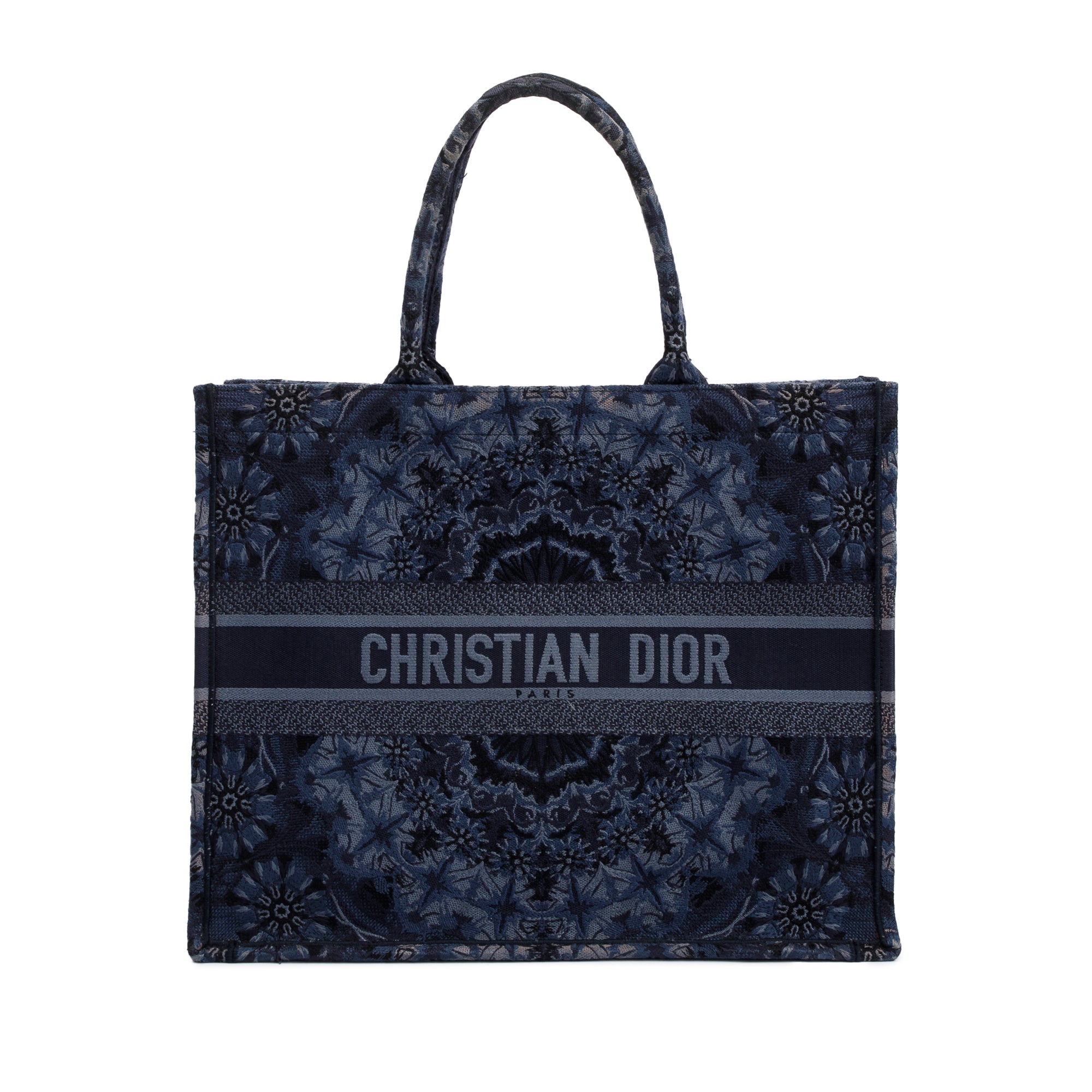 Christian Dior Navy KaleiDiorscopic Embroidery Large Book Tote w/ Authenticity Card