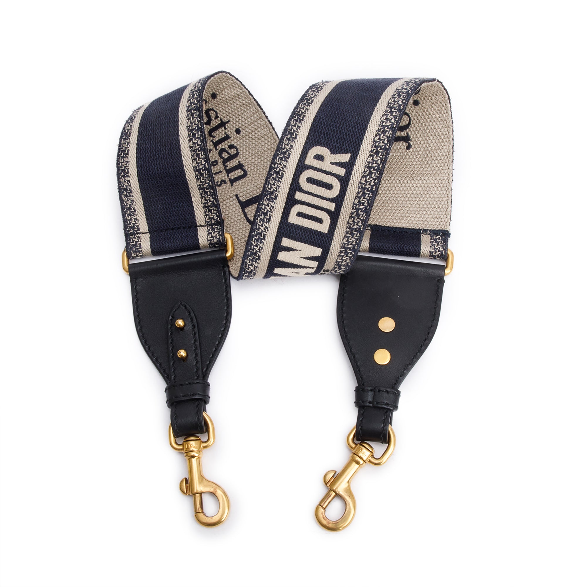Christian Dior Navy/Beige Embroidered Woven Shoulder Strap
