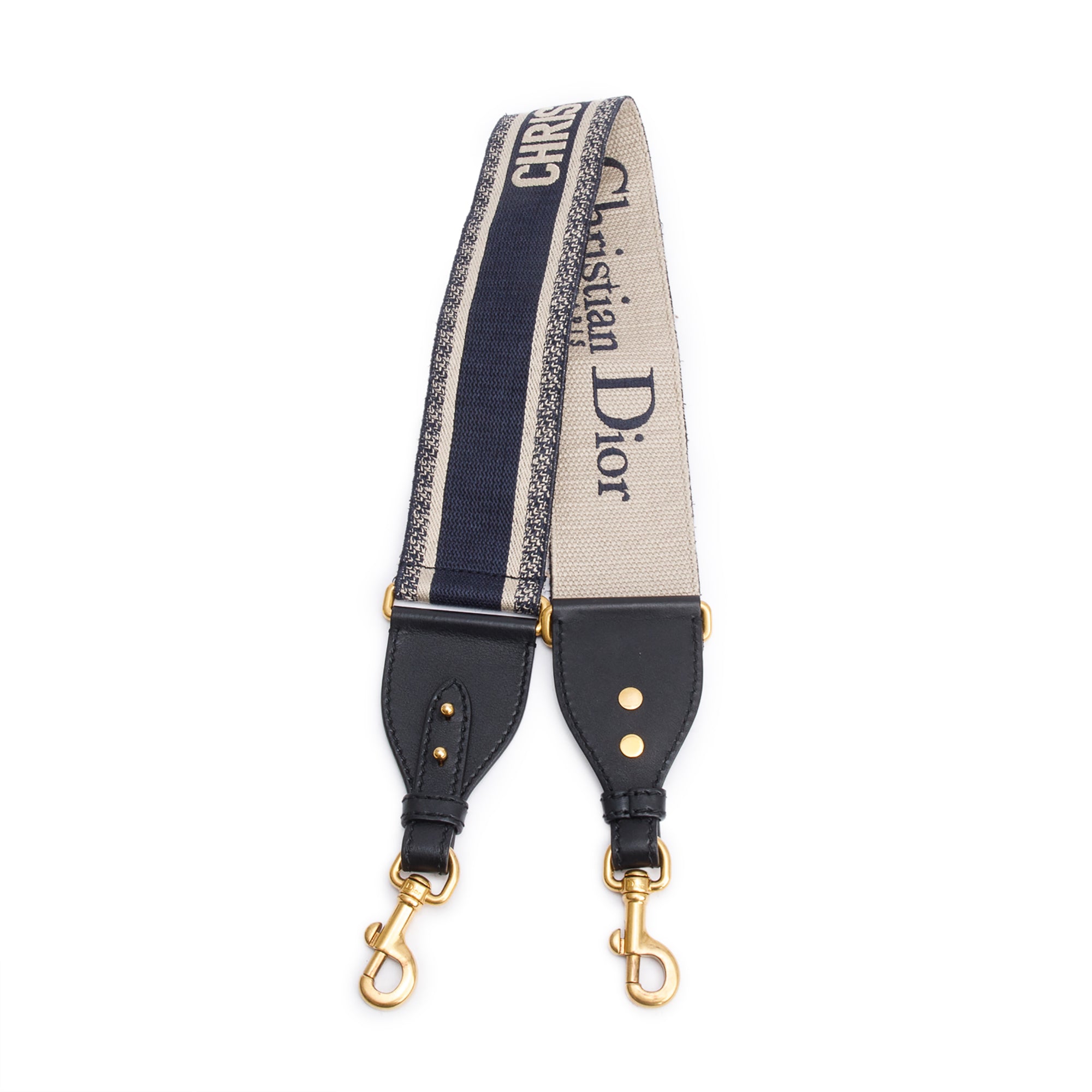 Christian Dior Navy/Beige Embroidered Woven Shoulder Strap