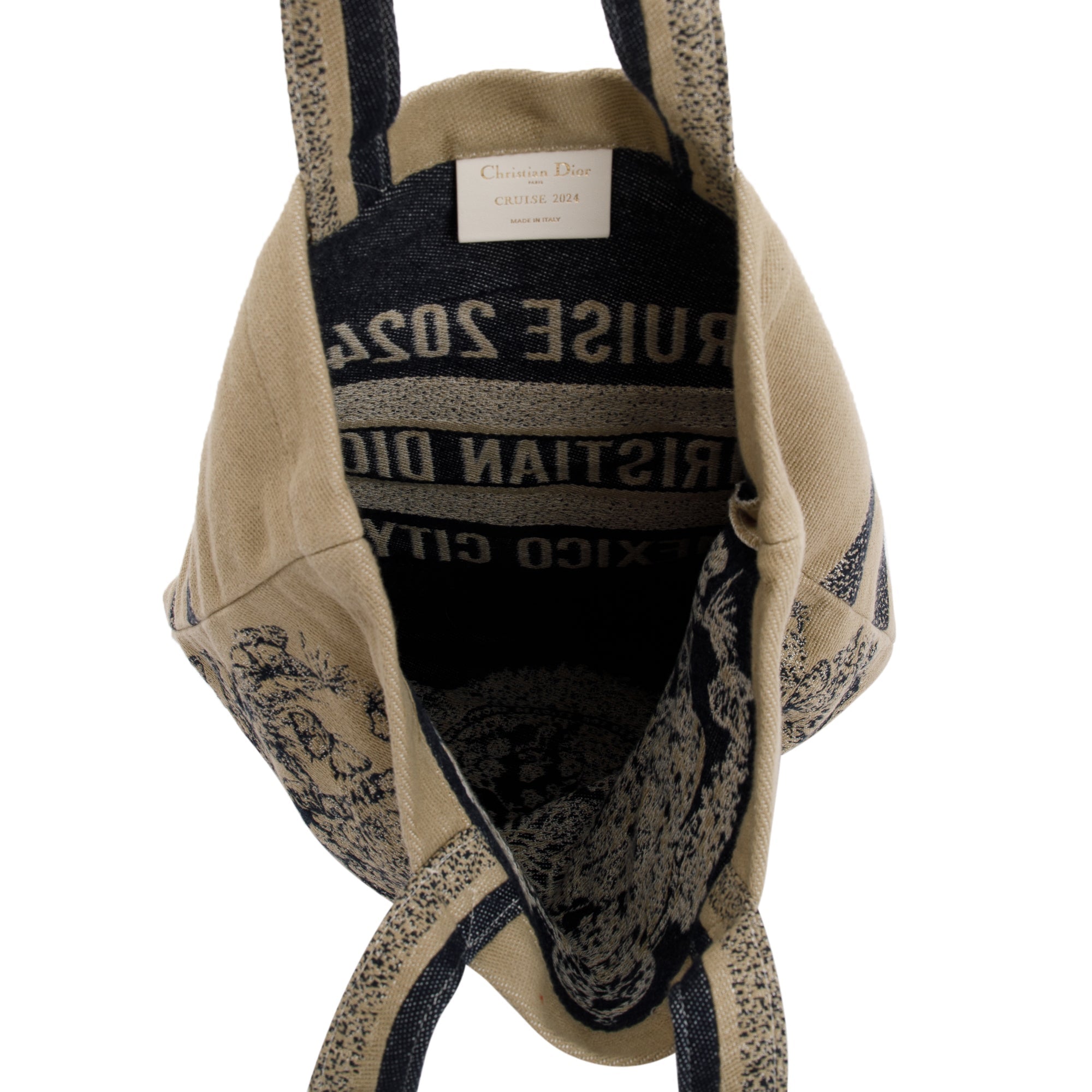 Christian Dior Neutral Canvas Cruise 2024 Mexico Print City Tote