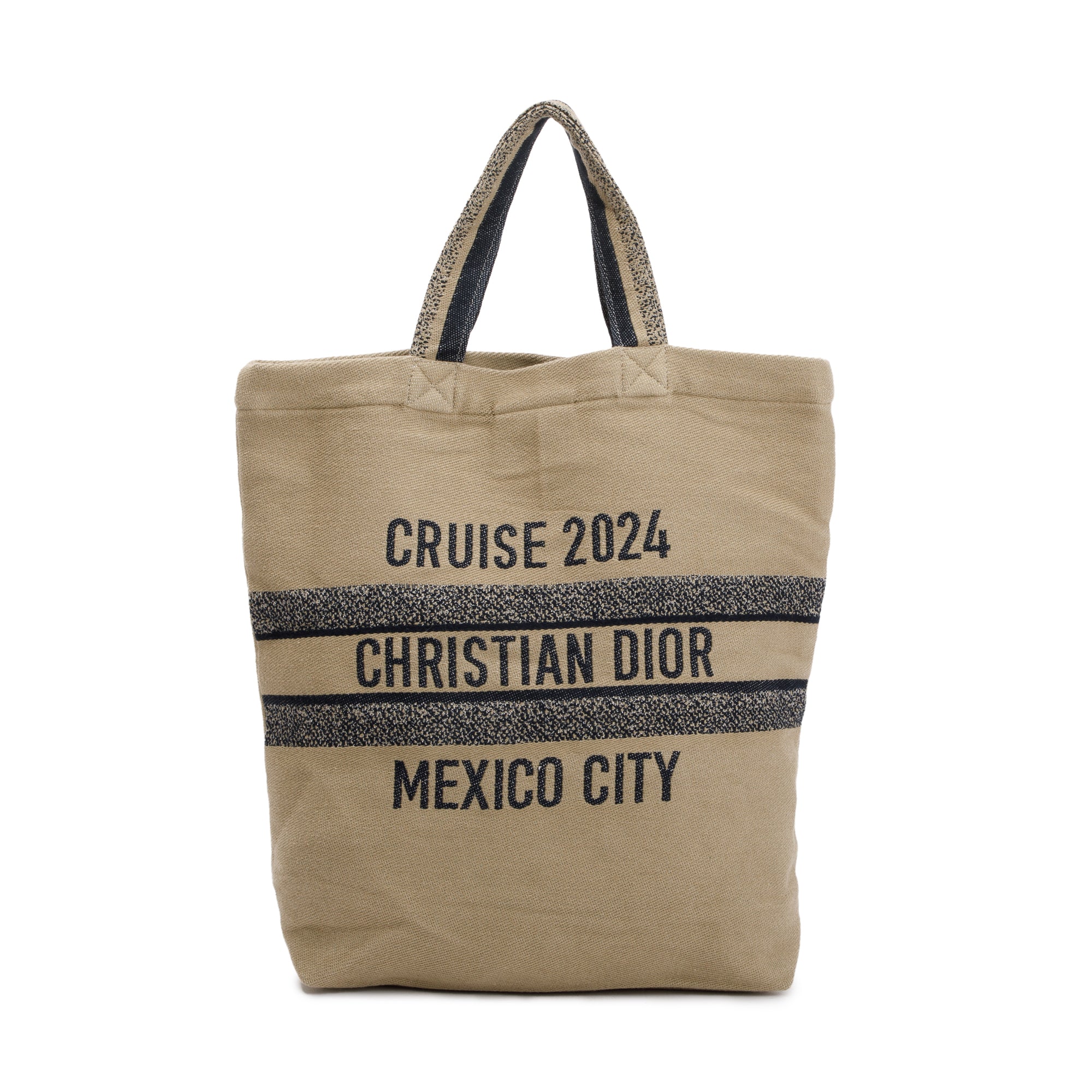 Christian Dior Neutral Canvas Cruise 2024 Mexico Print City Tote