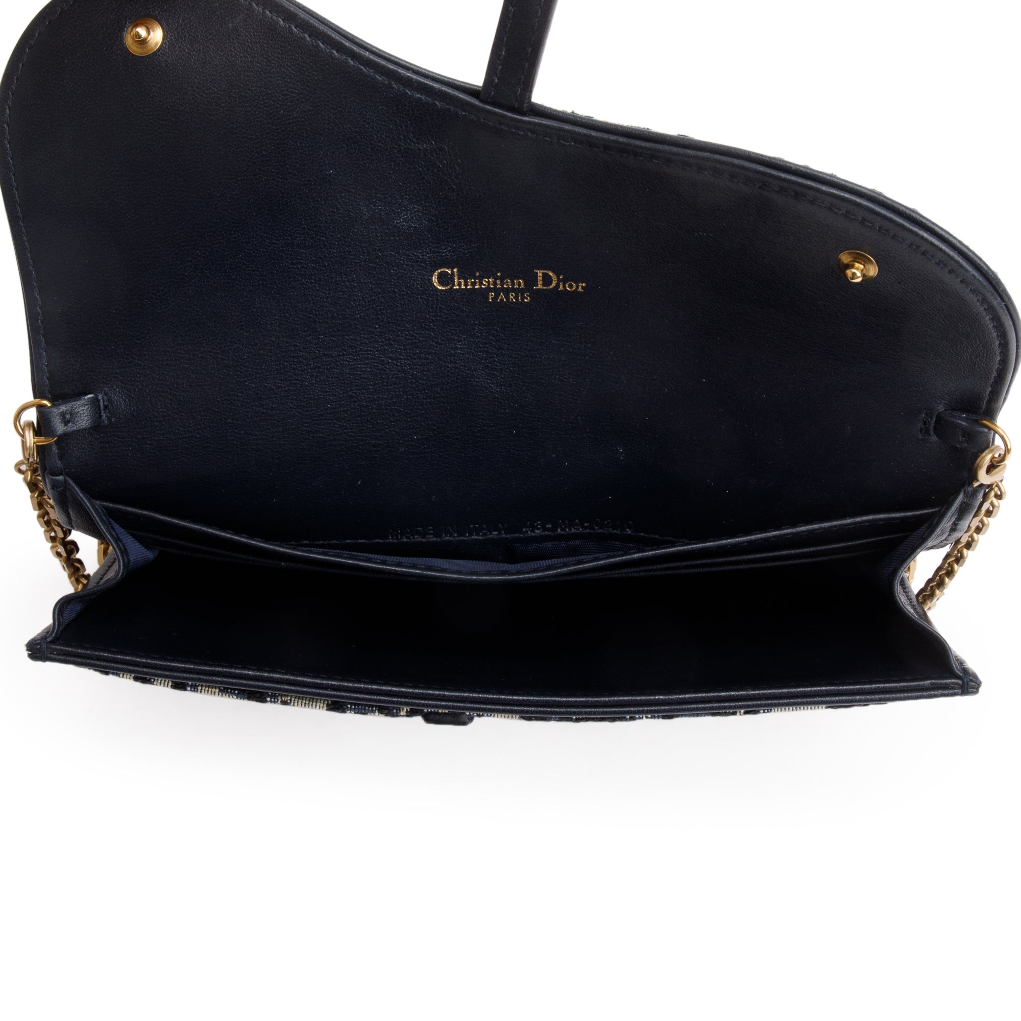 Christian Dior Oblique Long Saddle Wallet on Chain w/ Box & Insert