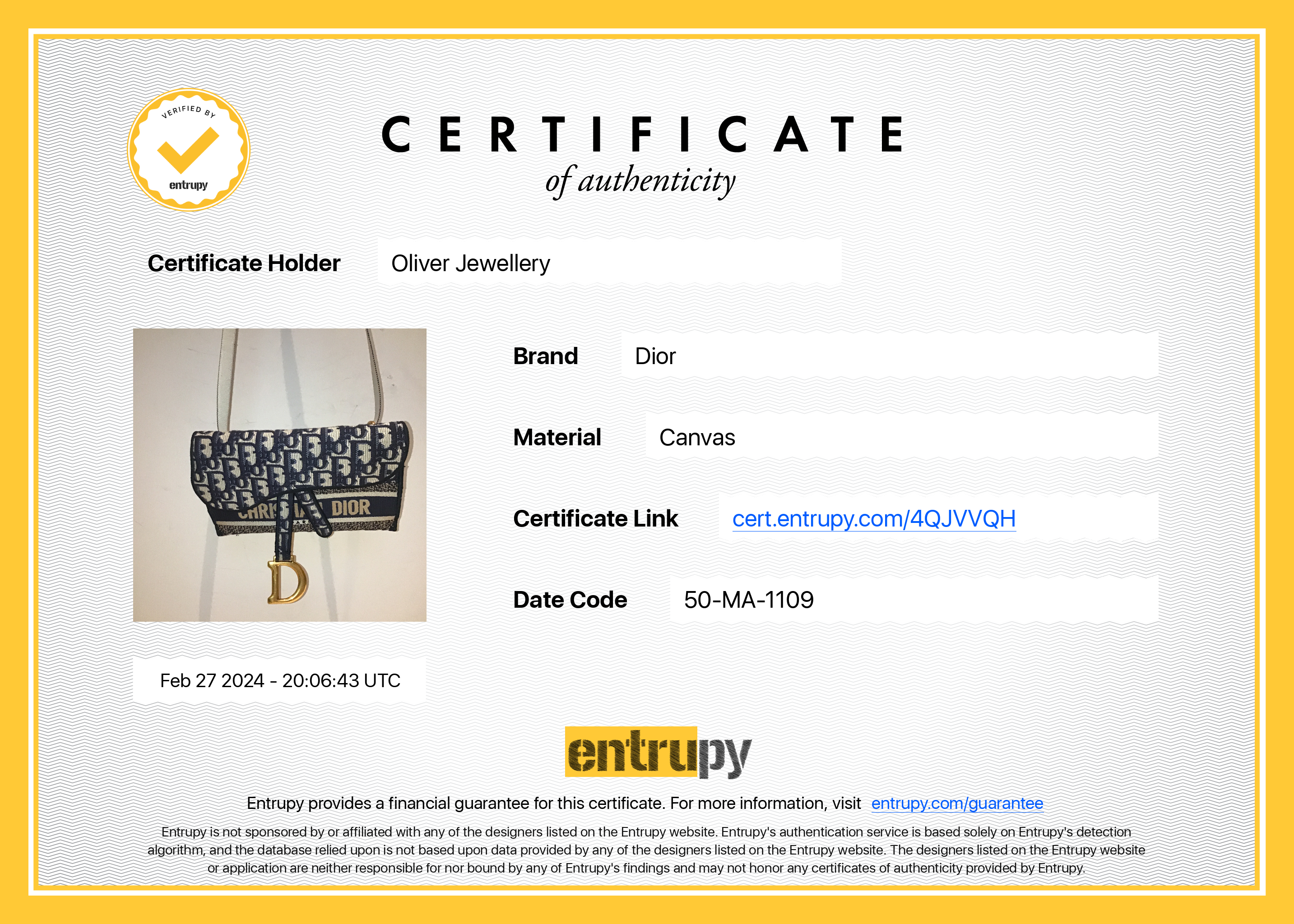 Christian Dior Oblique Slim Saddle Belt Pouch w/ Box & Authenticity Card