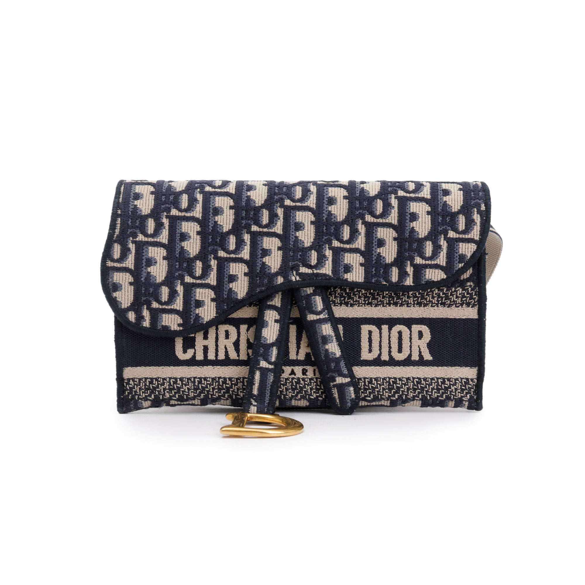 Christian Dior Oblique Slim Saddle Belt Pouch w/ Box & Authenticity Card