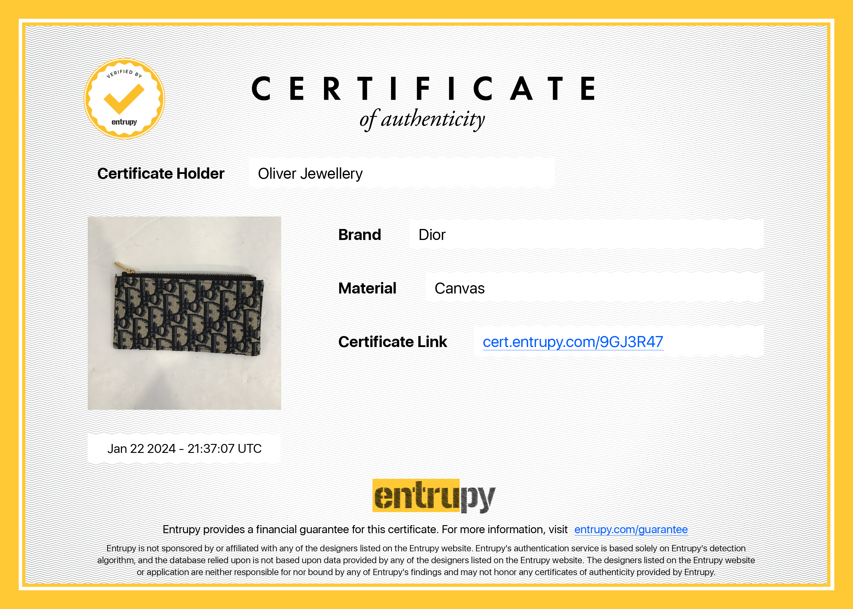 Christian Dior Oblique Zipped Card Holder