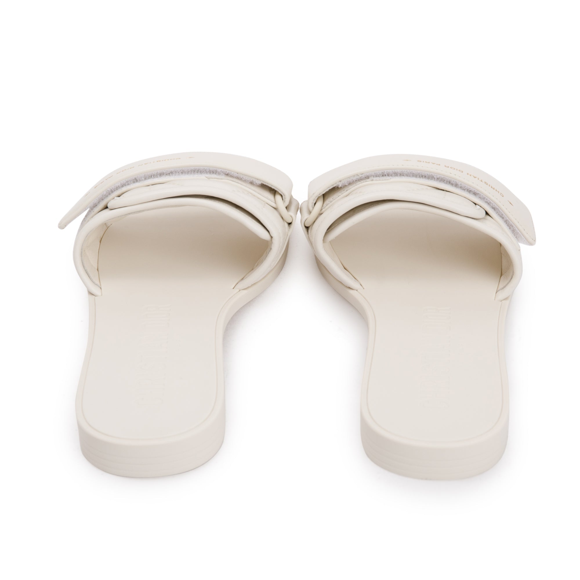 Christian Dior Off White Cannage Quilted Leather Dio(r)evolution Slide, Size 36 w/ Box