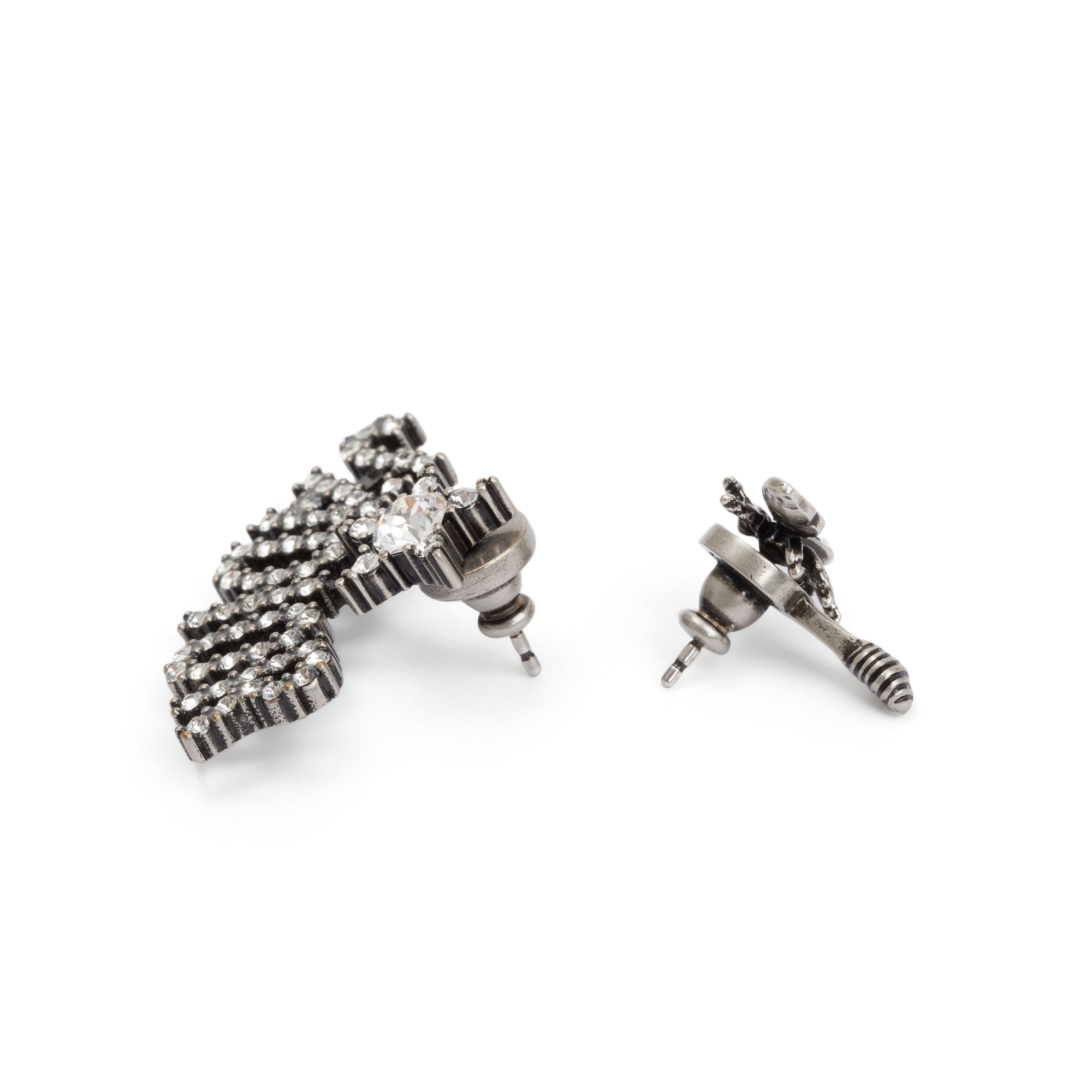 Christian Dior Palladium-Plated Crystal J'Adior Asymmetrical Bee Earrings w/ Box
