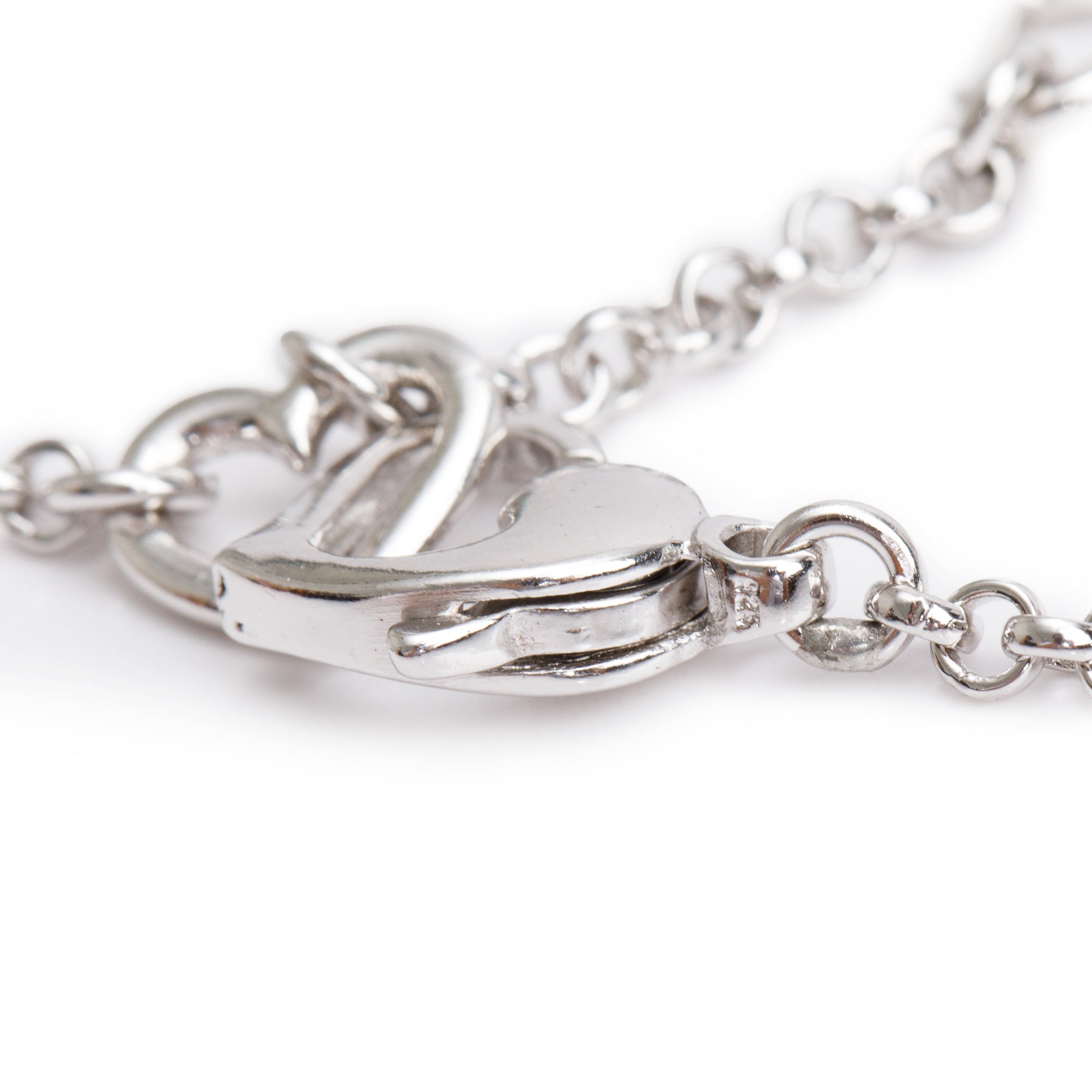 Christian Dior Palladium Plated Crystal Logo Heart Necklace w/ Box