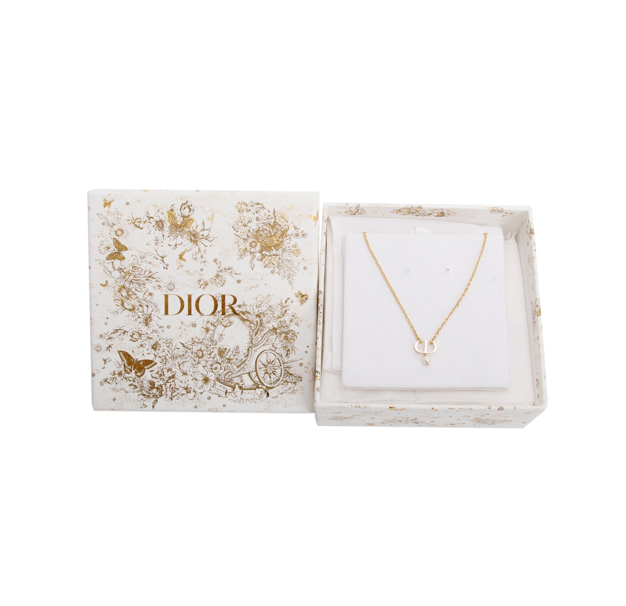 Christian Dior Petite CD Necklace w/ Box