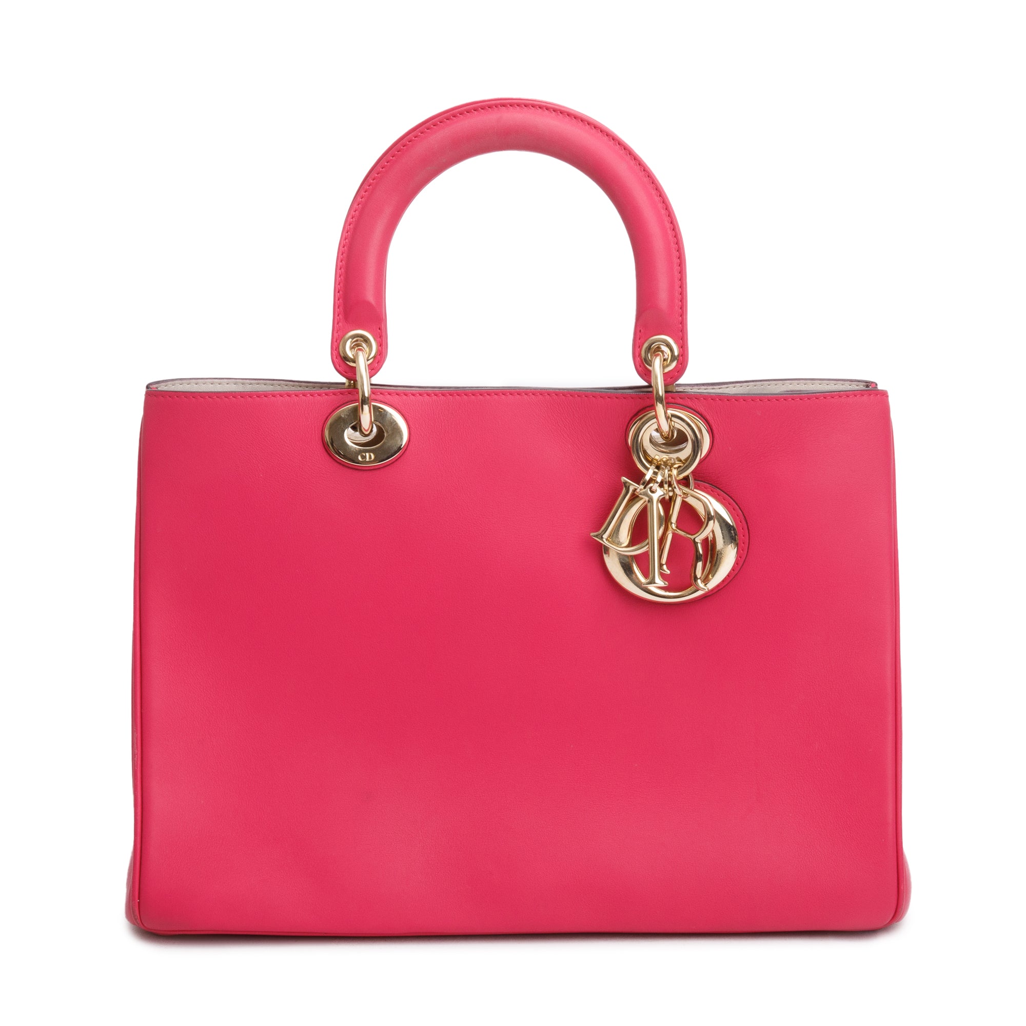 Christian Dior Pink Calfskin Leather Medium Diorissimo Tote w/ Pouch