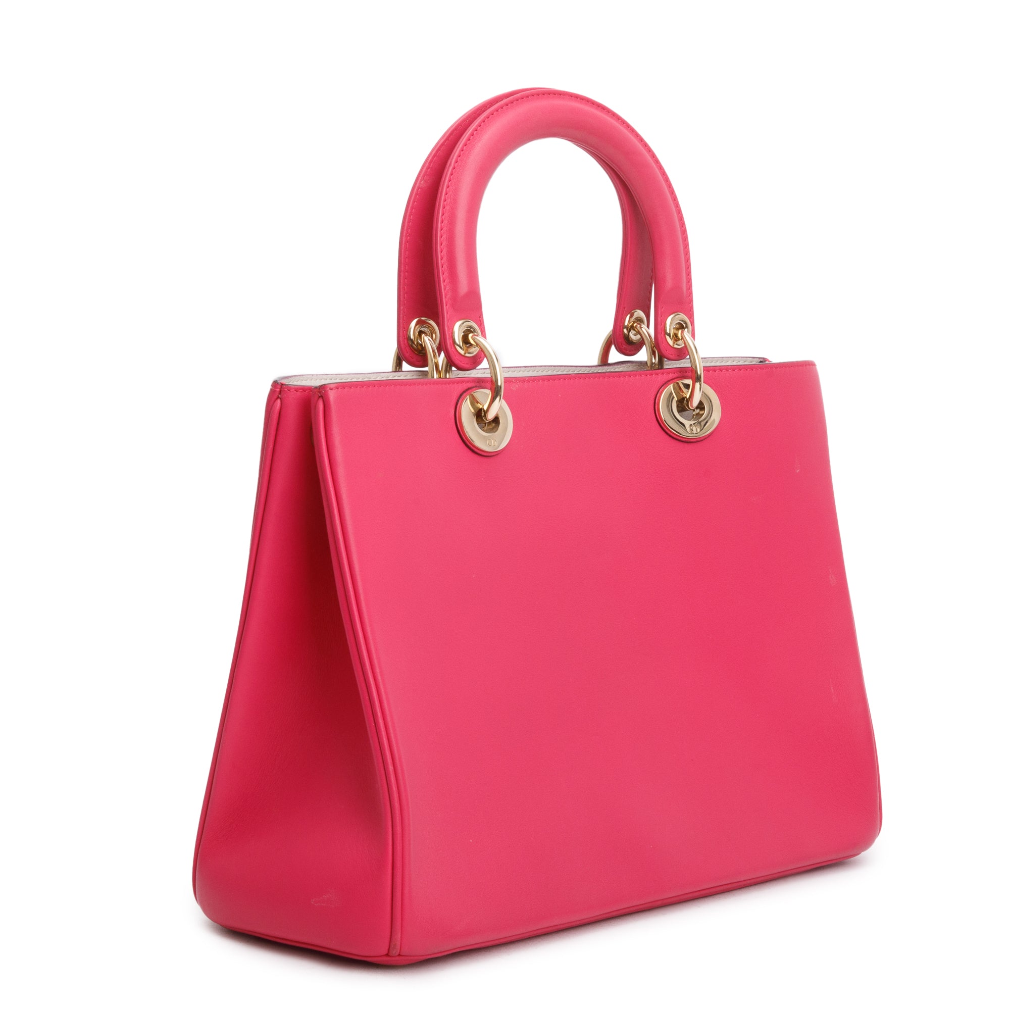 Christian Dior Pink Calfskin Leather Medium Diorissimo Tote w/ Pouch