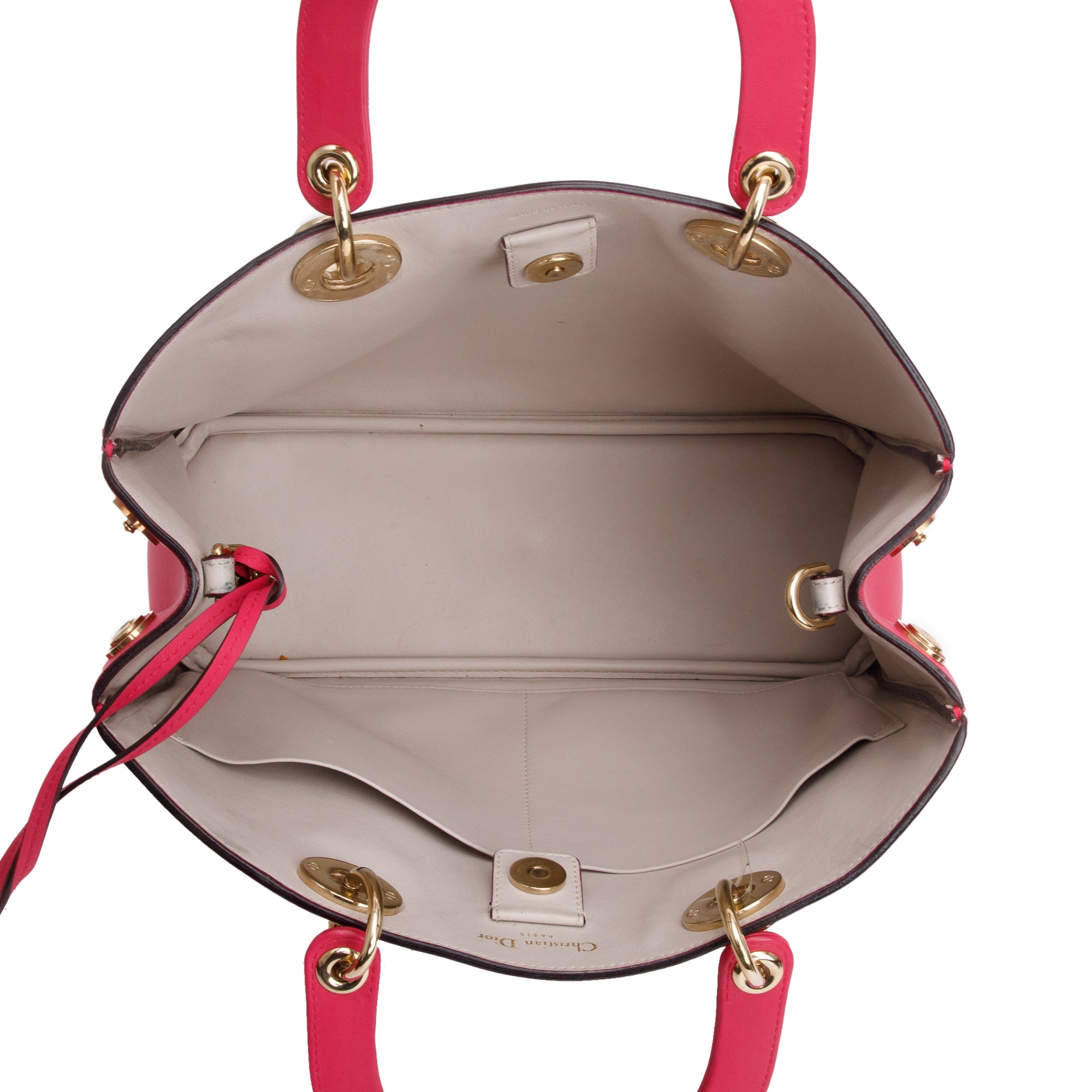 Christian Dior Pink Calfskin Leather Medium Diorissimo Tote w/ Pouch