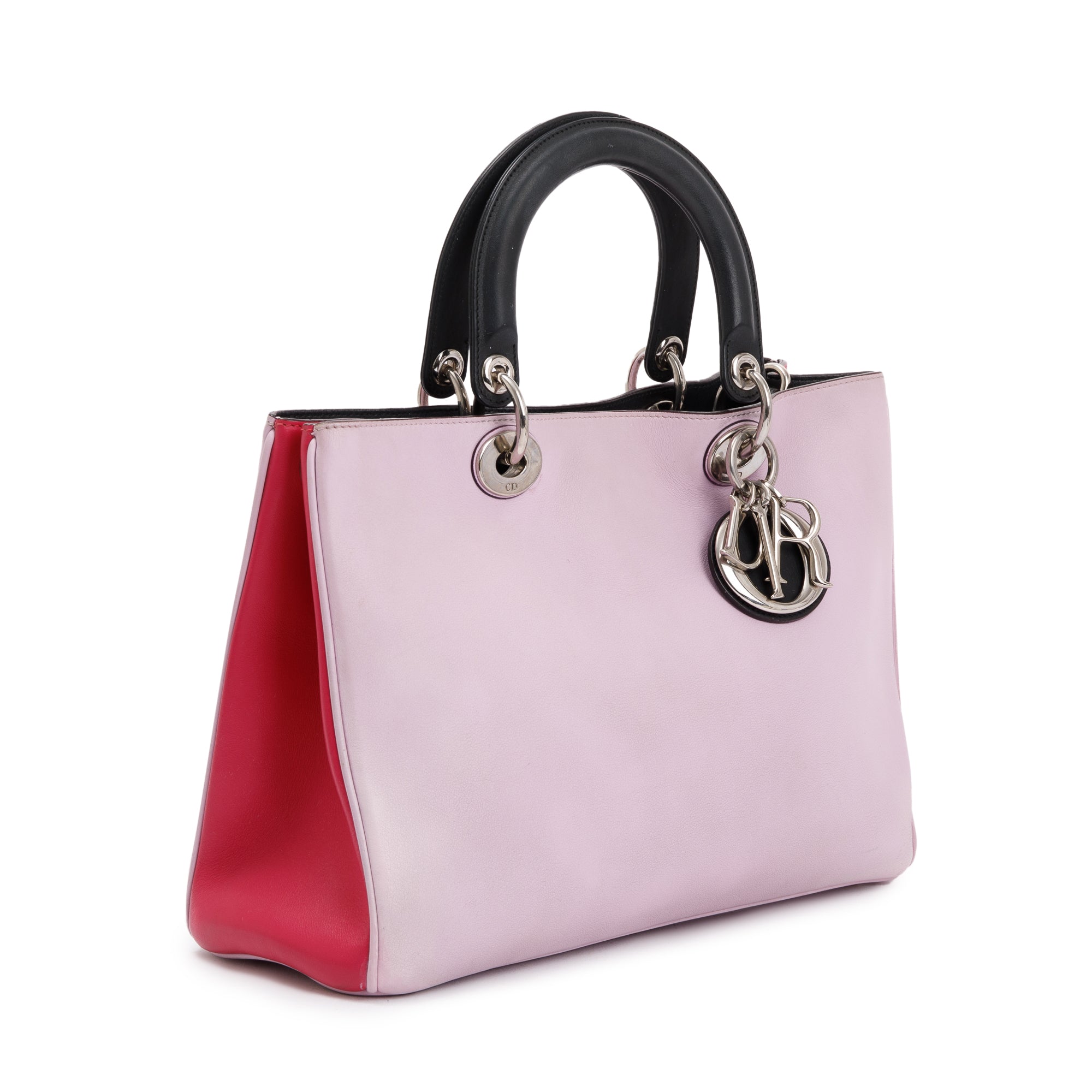 Christian Dior Pink Calfskin Leather Medium Diorissimo Tote w/ Strap, Pouch & Authenticity Card