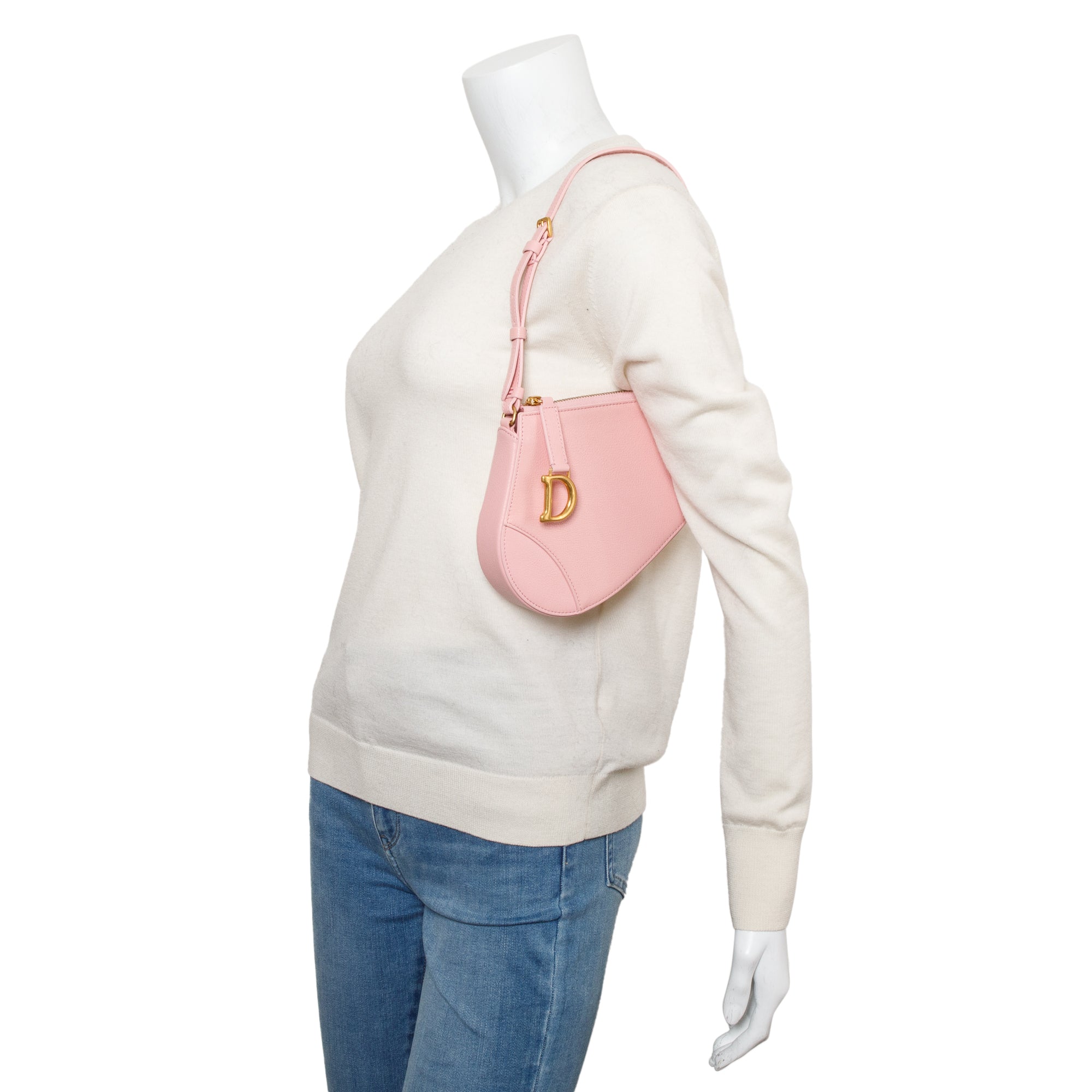 Christian Dior Pink Calfskin Leather Saddle Rodeo Pouch w/ Box