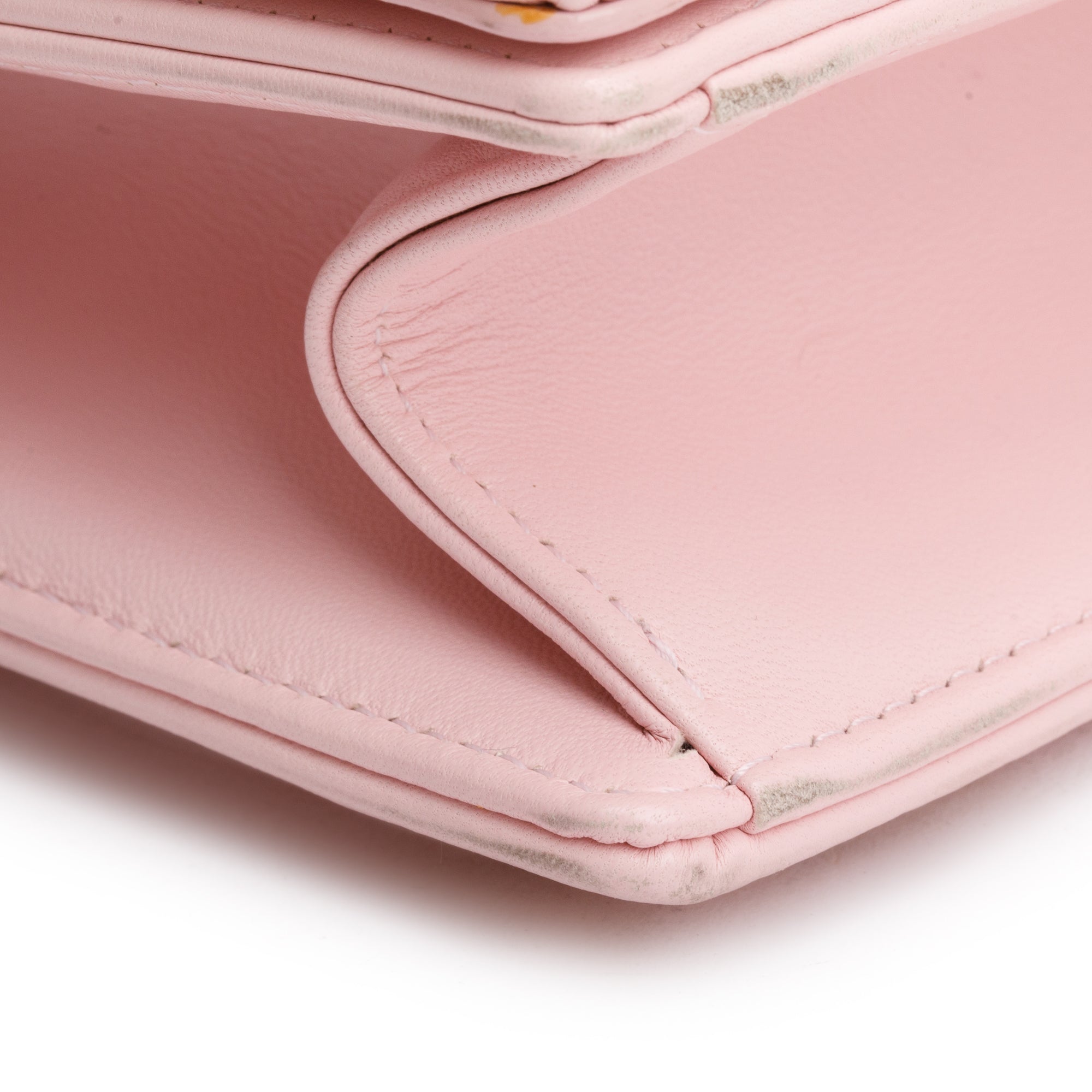 Christian Dior Pink Calfskin Leather Small Studded Diorama Flap Bag