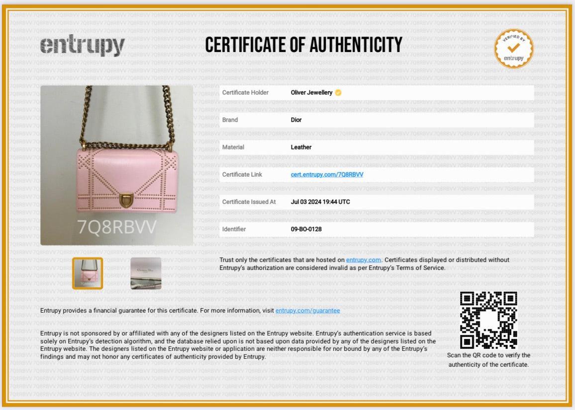 Christian Dior Pink Calfskin Leather Small Studded Diorama Flap Bag