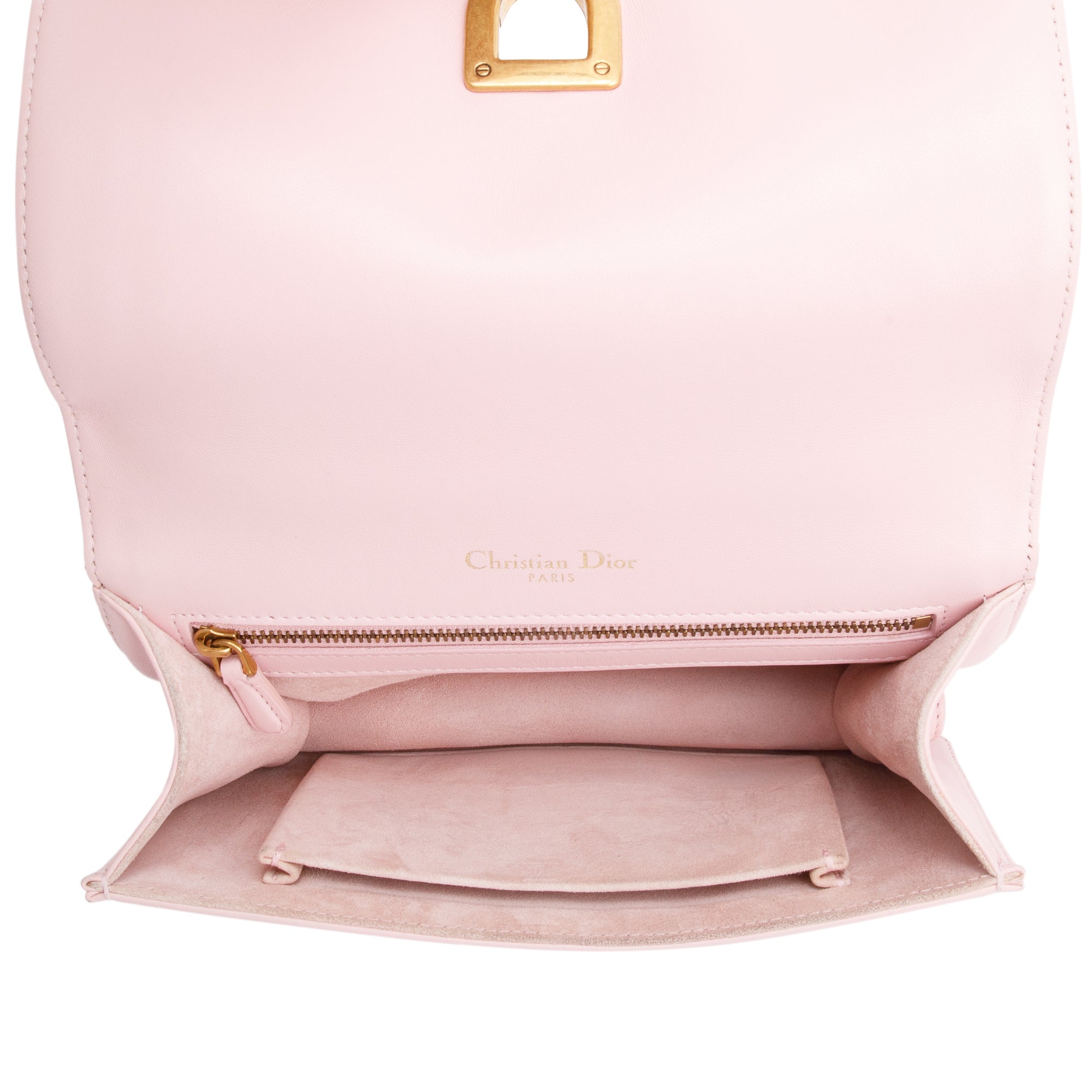 Christian Dior Pink Calfskin Leather Small Studded Diorama Flap Bag