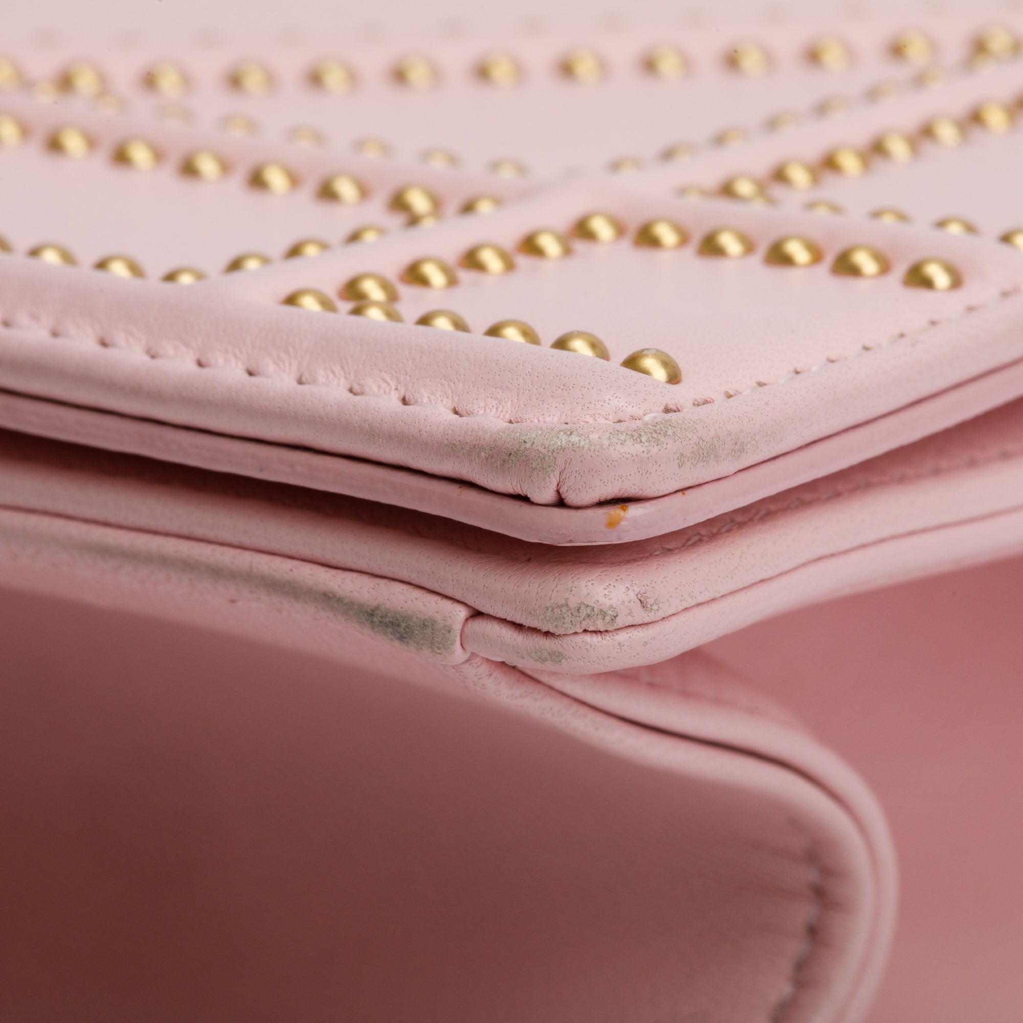 Christian Dior Pink Calfskin Leather Small Studded Diorama Flap Bag