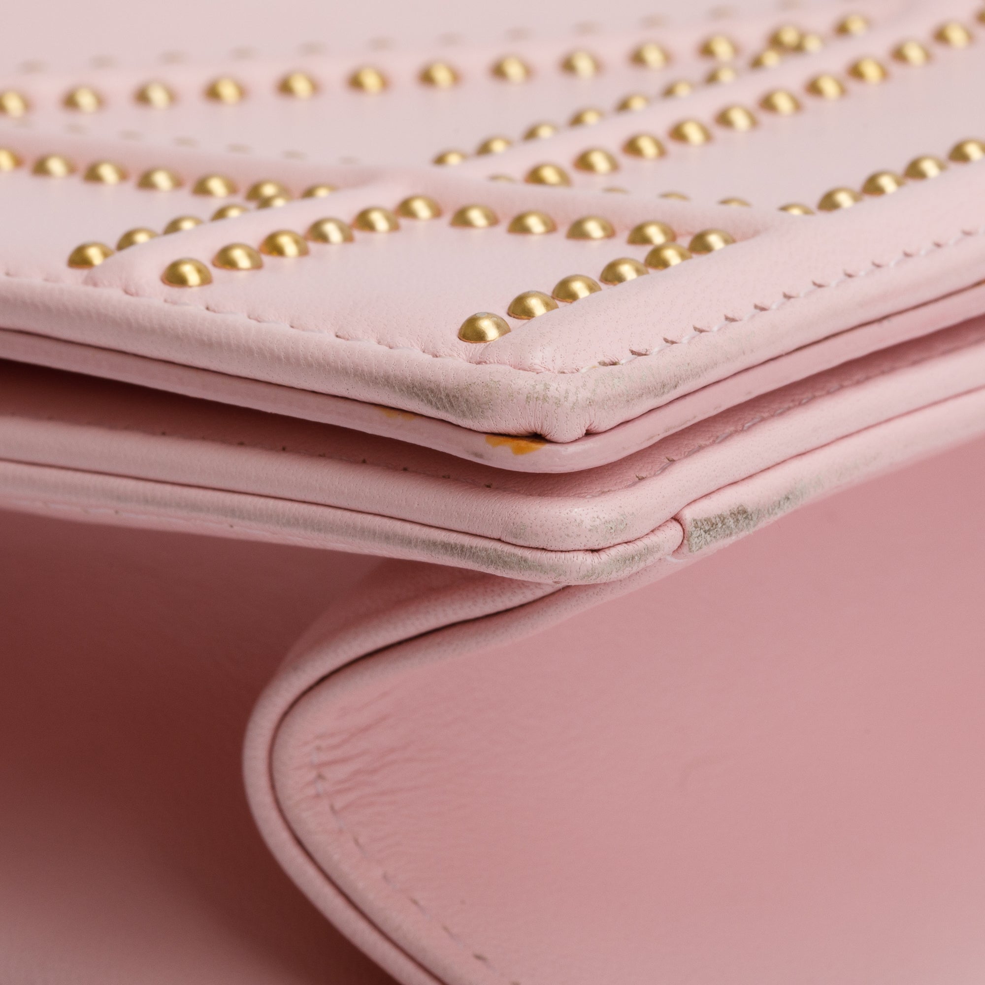 Christian Dior Pink Calfskin Leather Small Studded Diorama Flap Bag