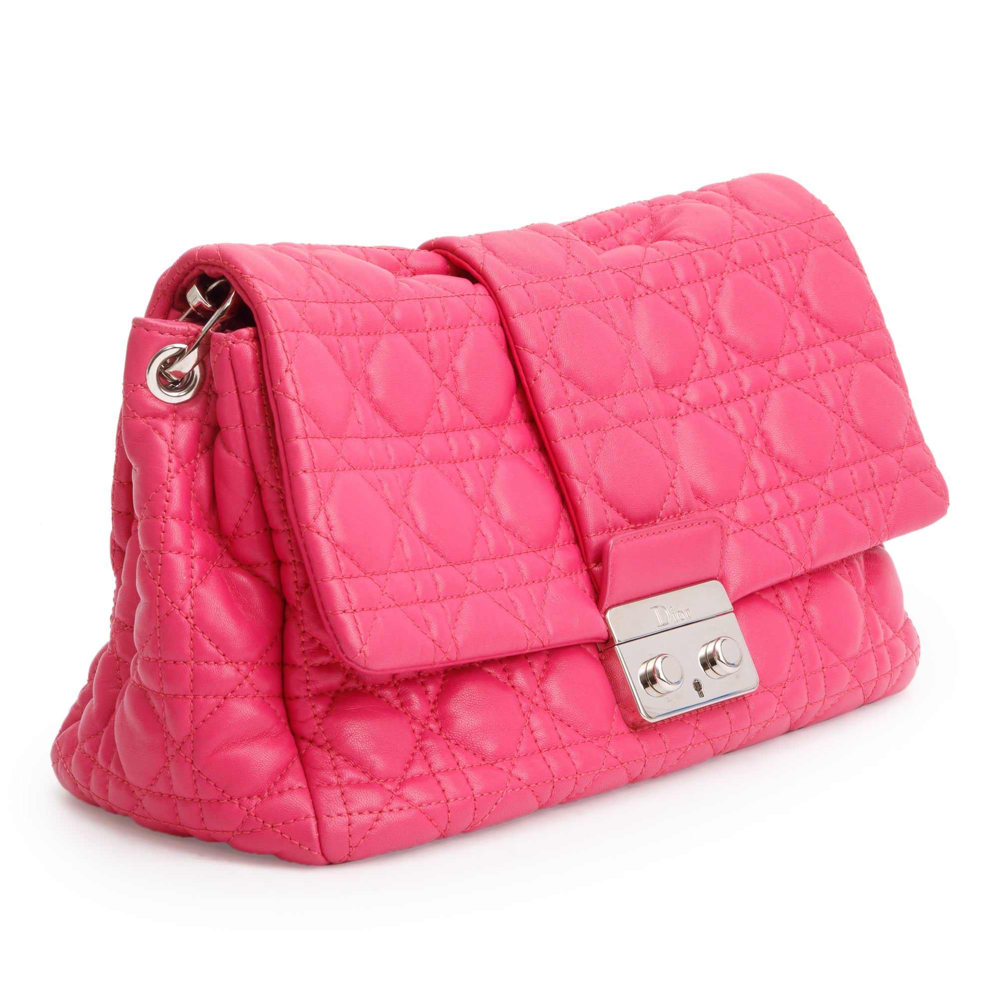 Christian Dior Pink Cannage Calfskin Leather New Lock Flap Bag w/ Authenticity Card & Receipt