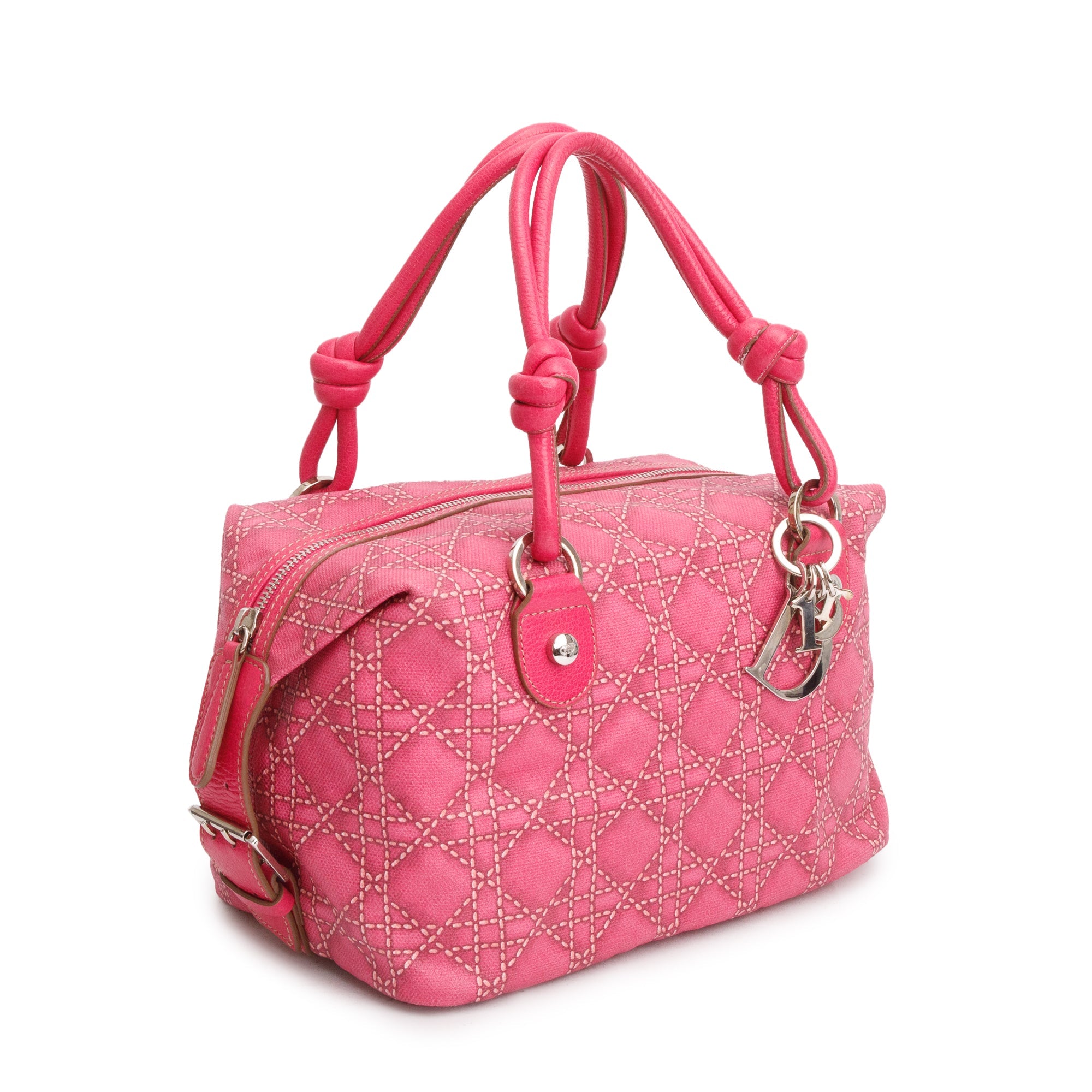 Christian Dior Pink Cannage Coated Canvas Shoulder Bag
