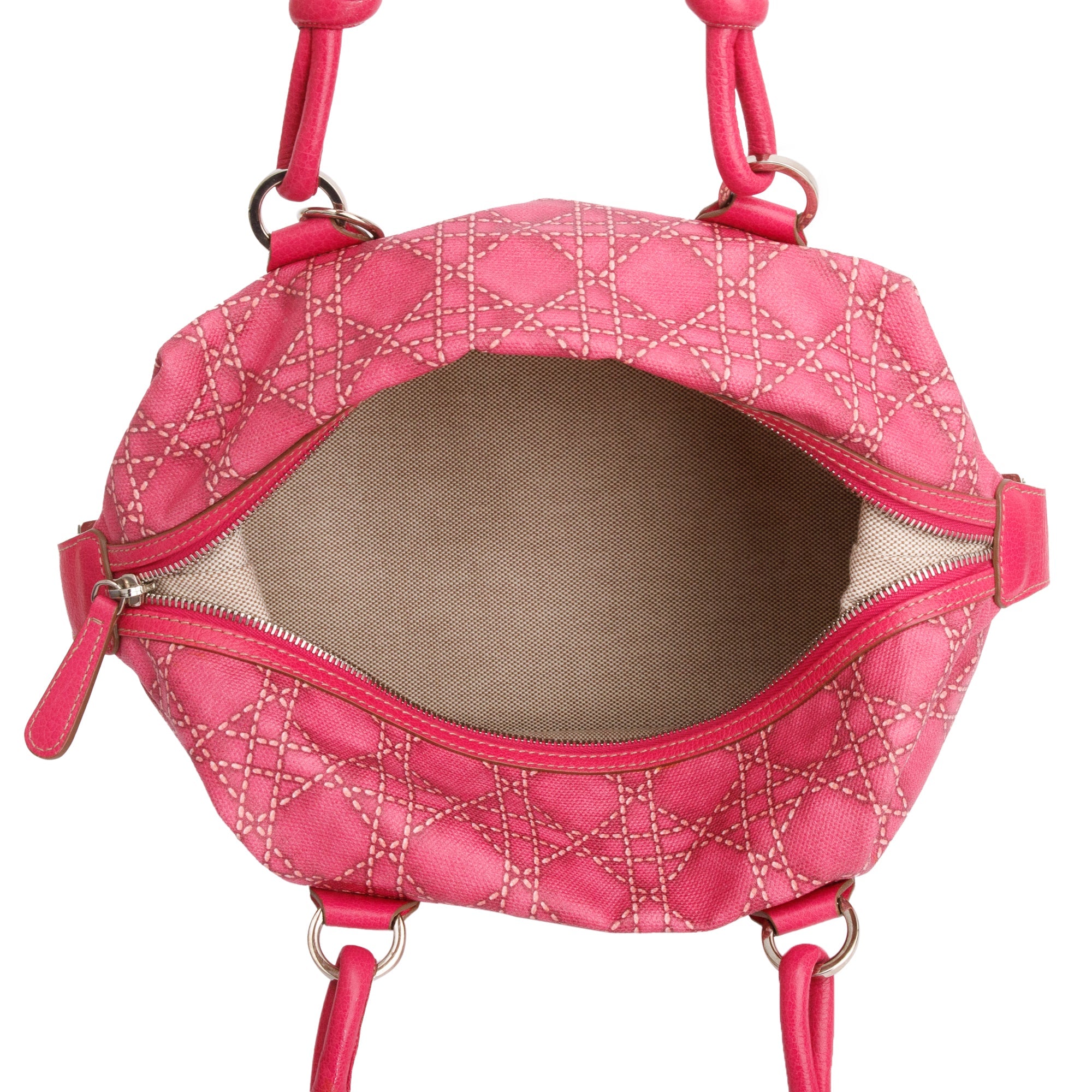 Christian Dior Pink Cannage Coated Canvas Shoulder Bag