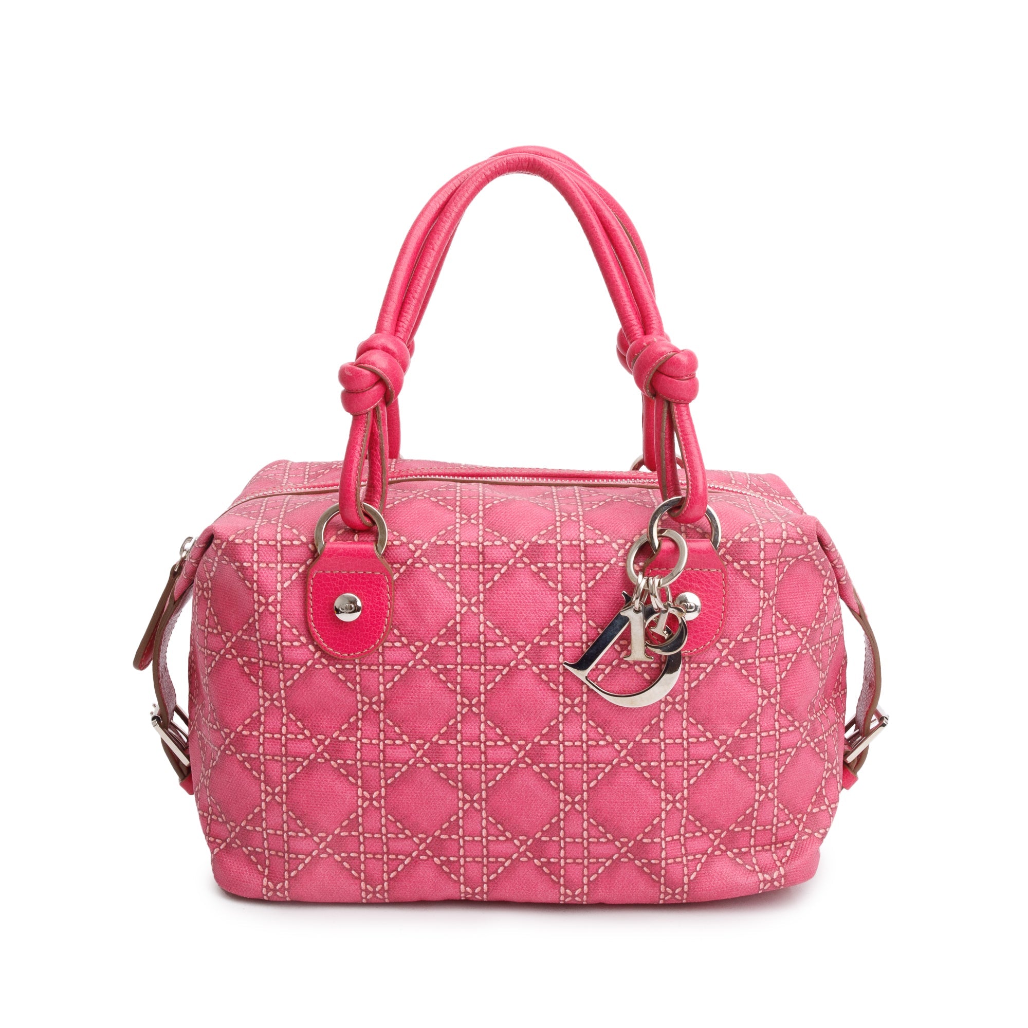 Christian Dior Pink Cannage Coated Canvas Shoulder Bag
