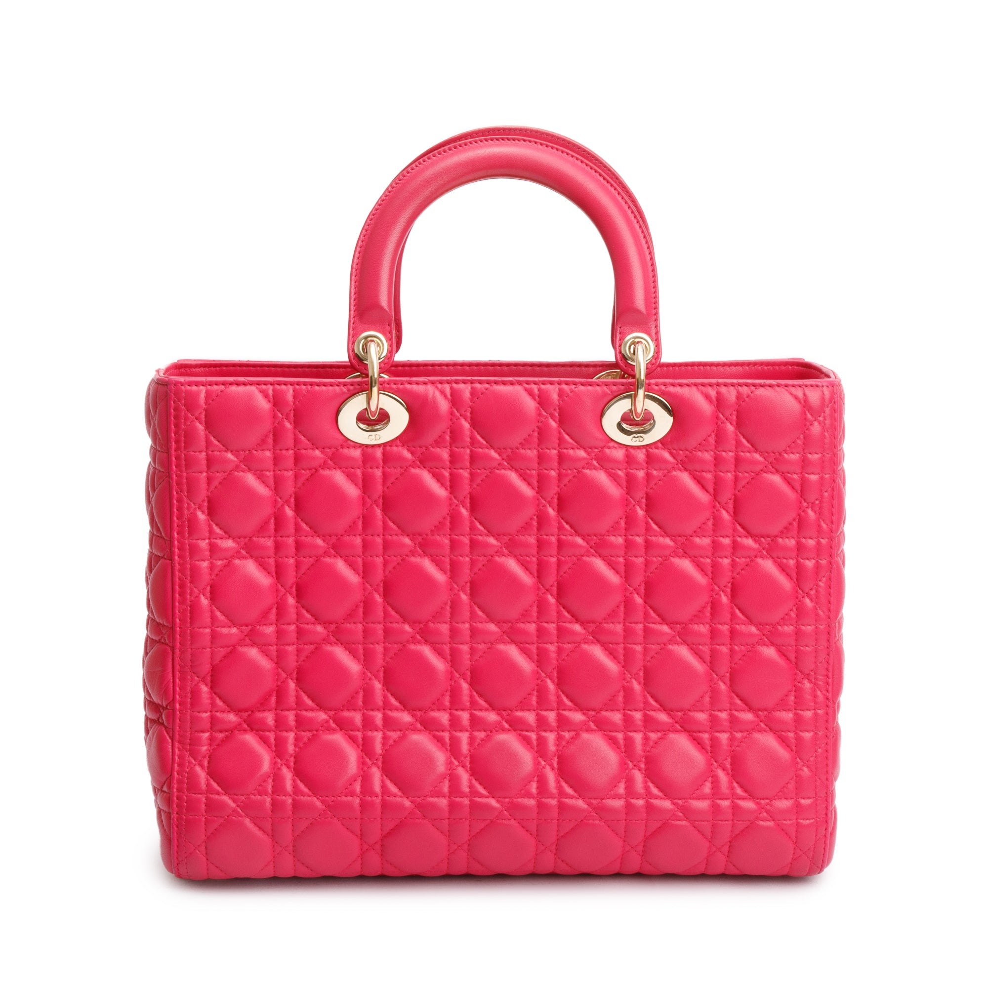 Christian Dior Pink Cannage Leather Large Lady Dior Bag w/ Strap