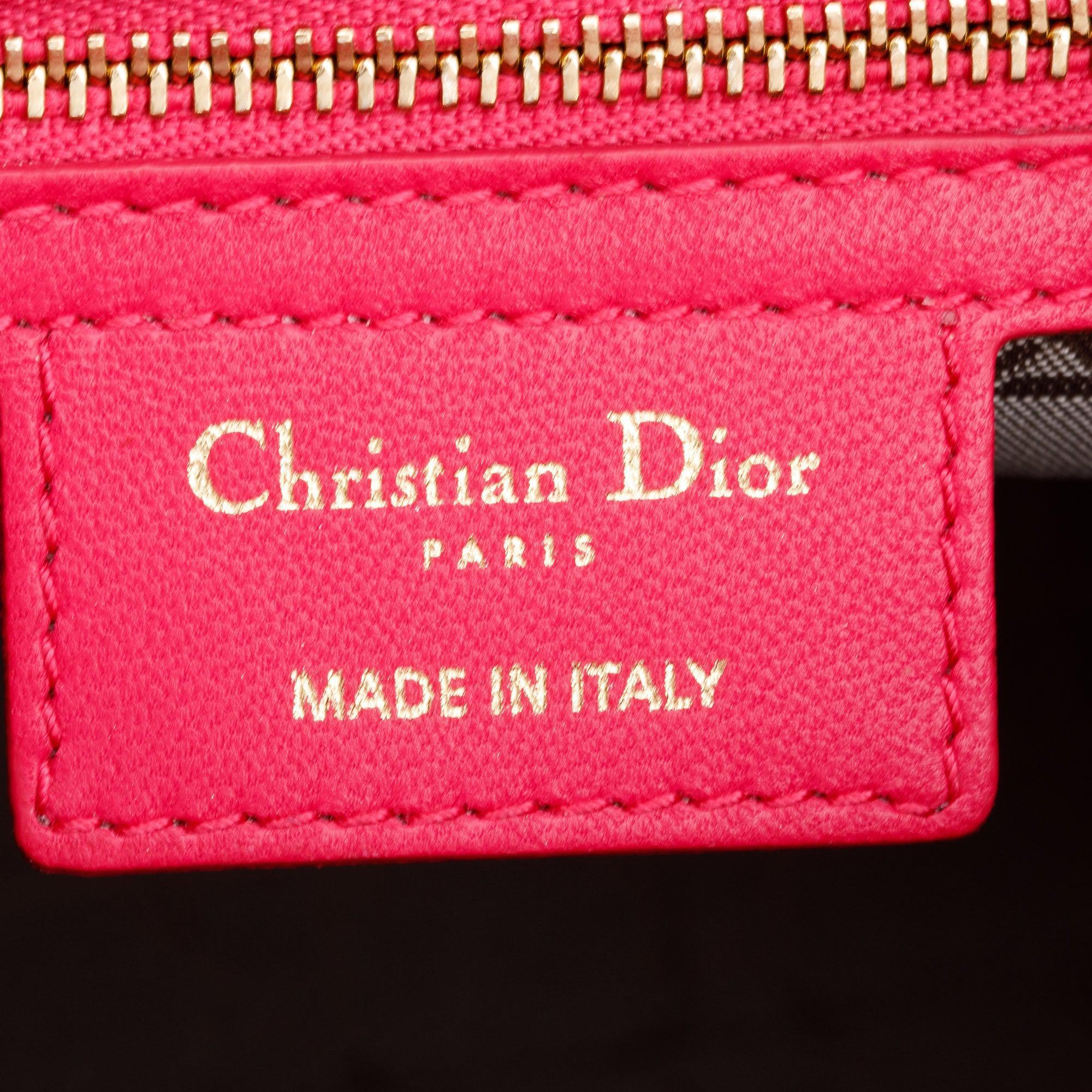 Christian Dior Pink Cannage Leather Large Lady Dior Bag w/ Strap