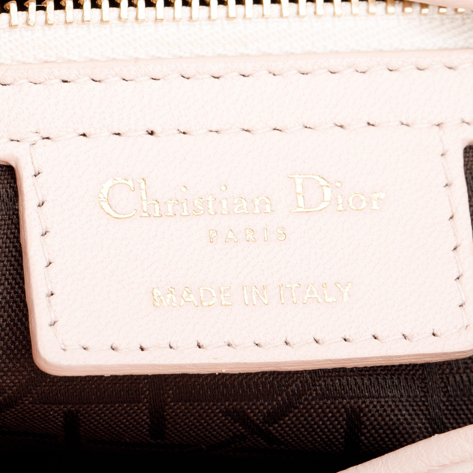 Christian Dior Pink Cannage Leather Large Lady Dior Bag w/ Strap & Authenticity Card