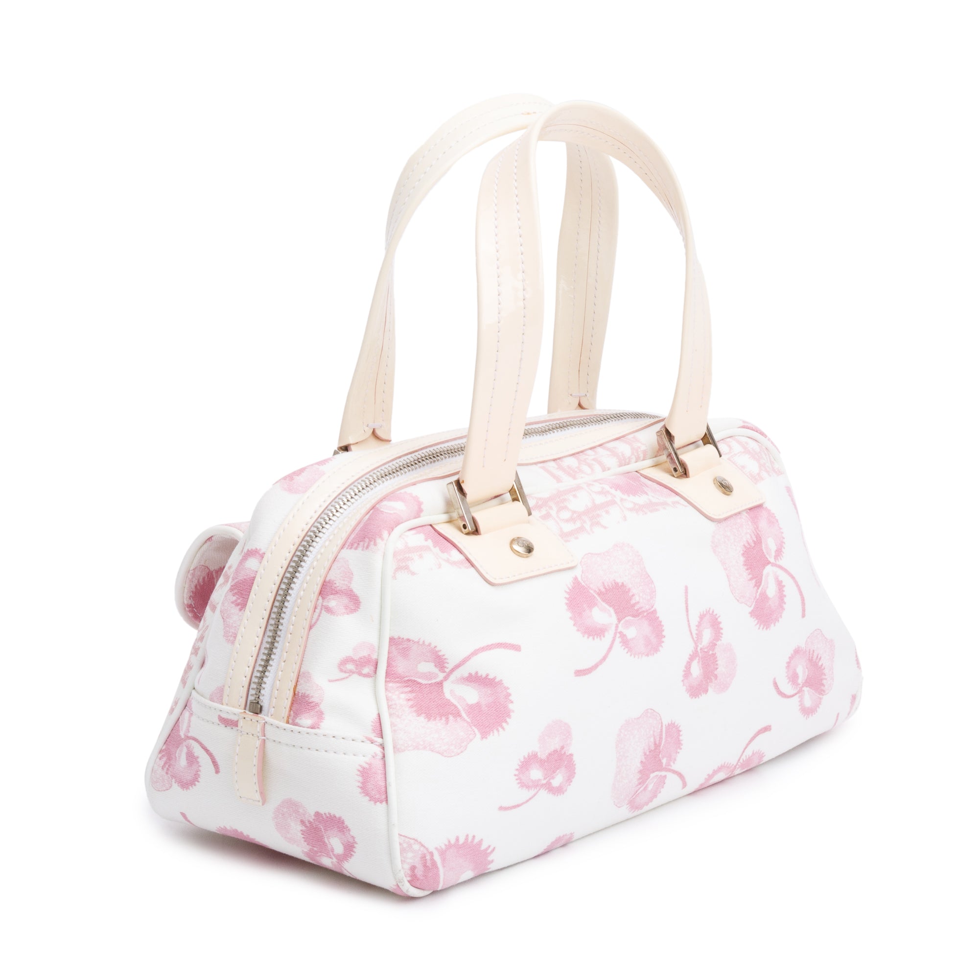 Christian Dior Pink Diorissimo Cherry Blossom Canvas Girly Satchel Bag w/ Authenticity Card